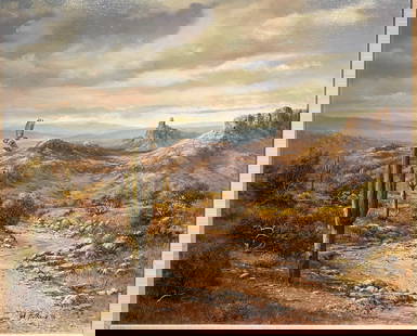Jack Hetterich oil painting of a Desert Landscape: Jack Hetterich oil painting of a Desert Landscape —- 20&rdquo;X 24&rdquo;..