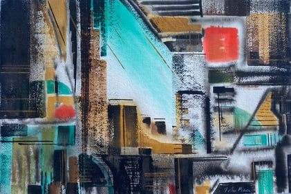 John Egerton Christmas Piper (1903 - 1992) Original mixed media painting Circa 1957