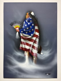 Robert Redbird Kiowa Title spirit of the USA original painting signed..