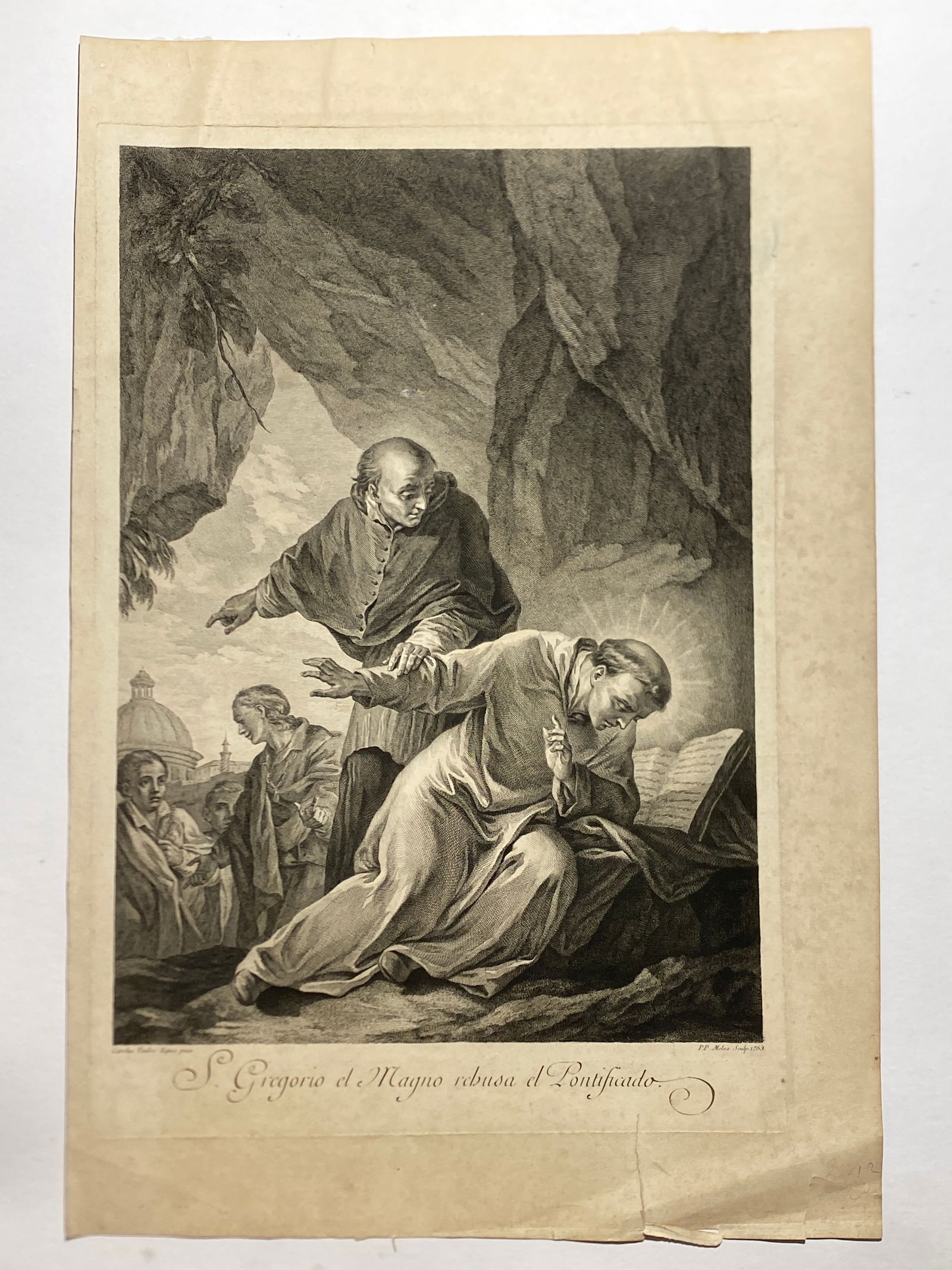 titled Saint Gregory the Great by Pascal Pierre Moles, created in 1769 Old Masters Print - 2