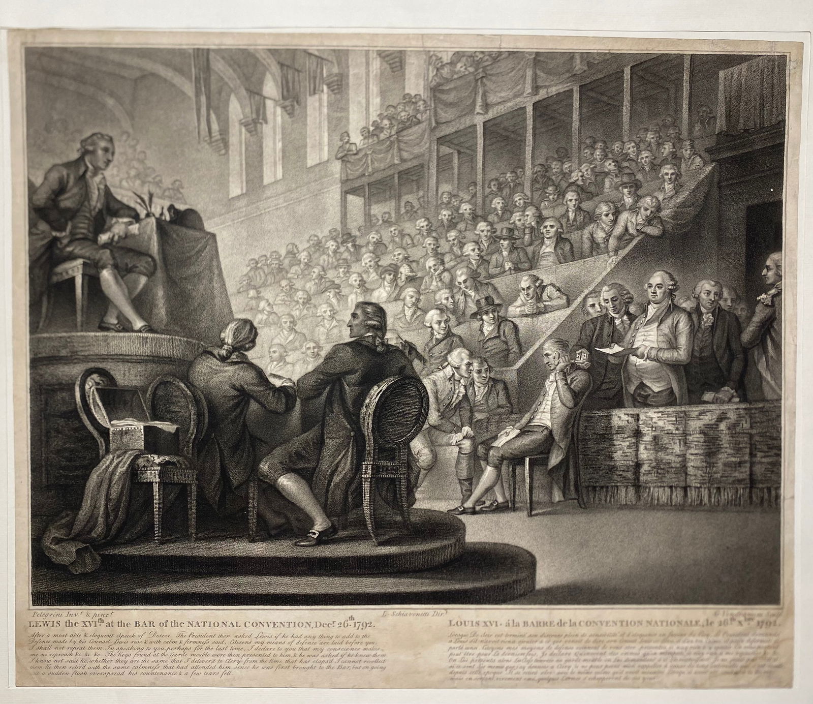 The Mock trial of Louis XVI engraving by Vendramini after Pelegrini: The Mock trial of Louis XVI engraving by Vendramini after Pelegrini ..Total size is 18” x 14 3/4”—-Old Masters Print..Our Starting price and estimate may not accurate as related to the