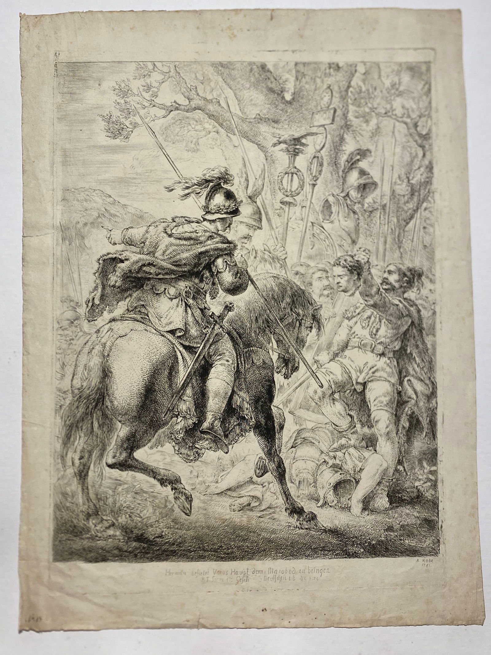 CHRISTIAN-BERNHARD RODE Conradin Holding the Head of His Decapitated Friend RARE Etching: CHRISTIAN-BERNHARD RODE Conradin Holding the Head of His Decapitated Friend RARE Etching..CHRISTIAN-BERNHARD RODEConradin Holding the Head of His Decapitated Friend.Etching, 1781. 495x365 mm; 19