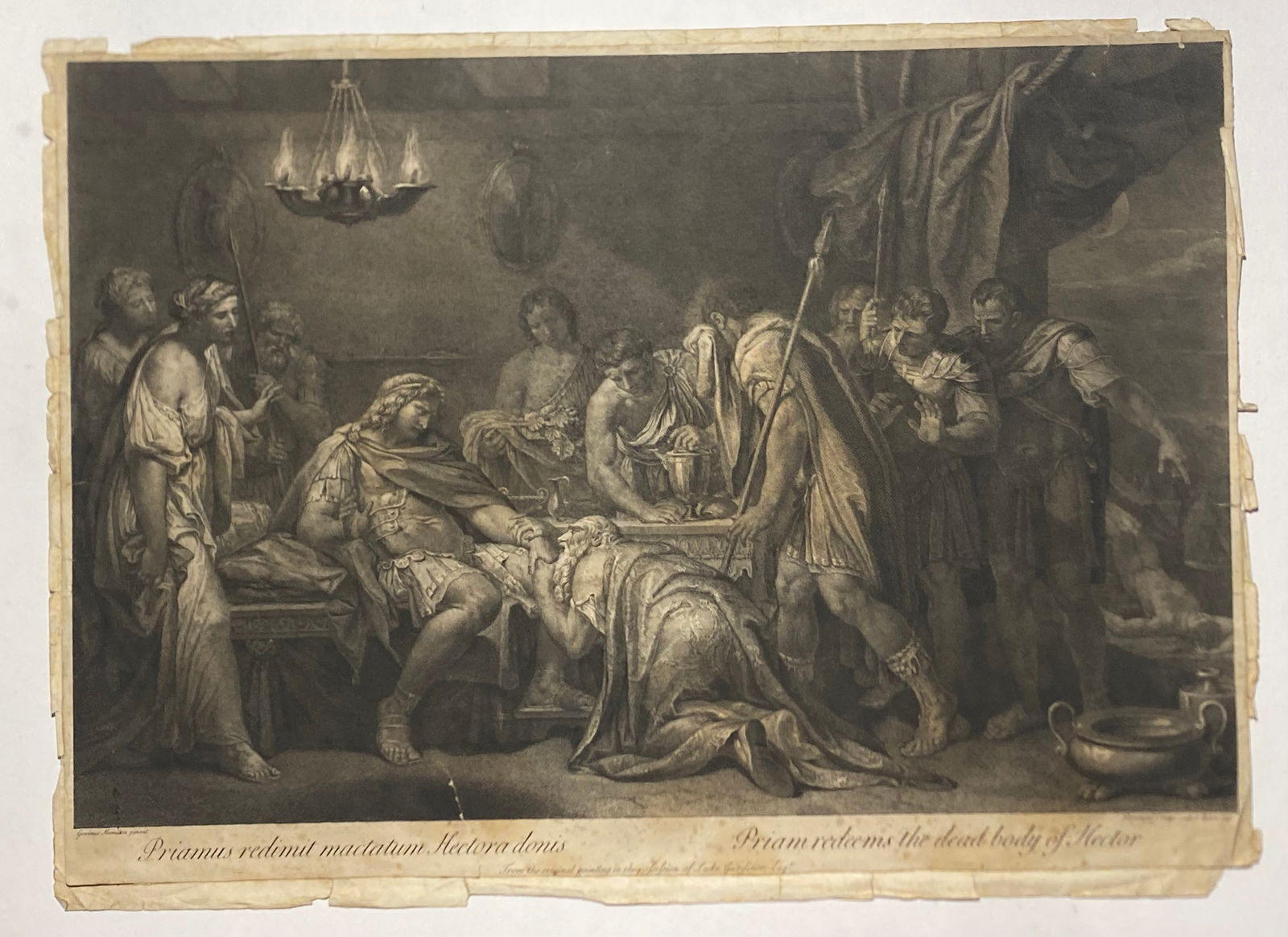 Old Masters engraving made by Domenico Cunego After Gavin Hamilton Priamus redimit mactatum Hectora: Old Masters engraving made by Domenico Cunego After Gavin Hamilton Priamus redimit mactatum Hectora ..24” x 17”.. Masters Print..Our Starting price and estimate may not accurate as