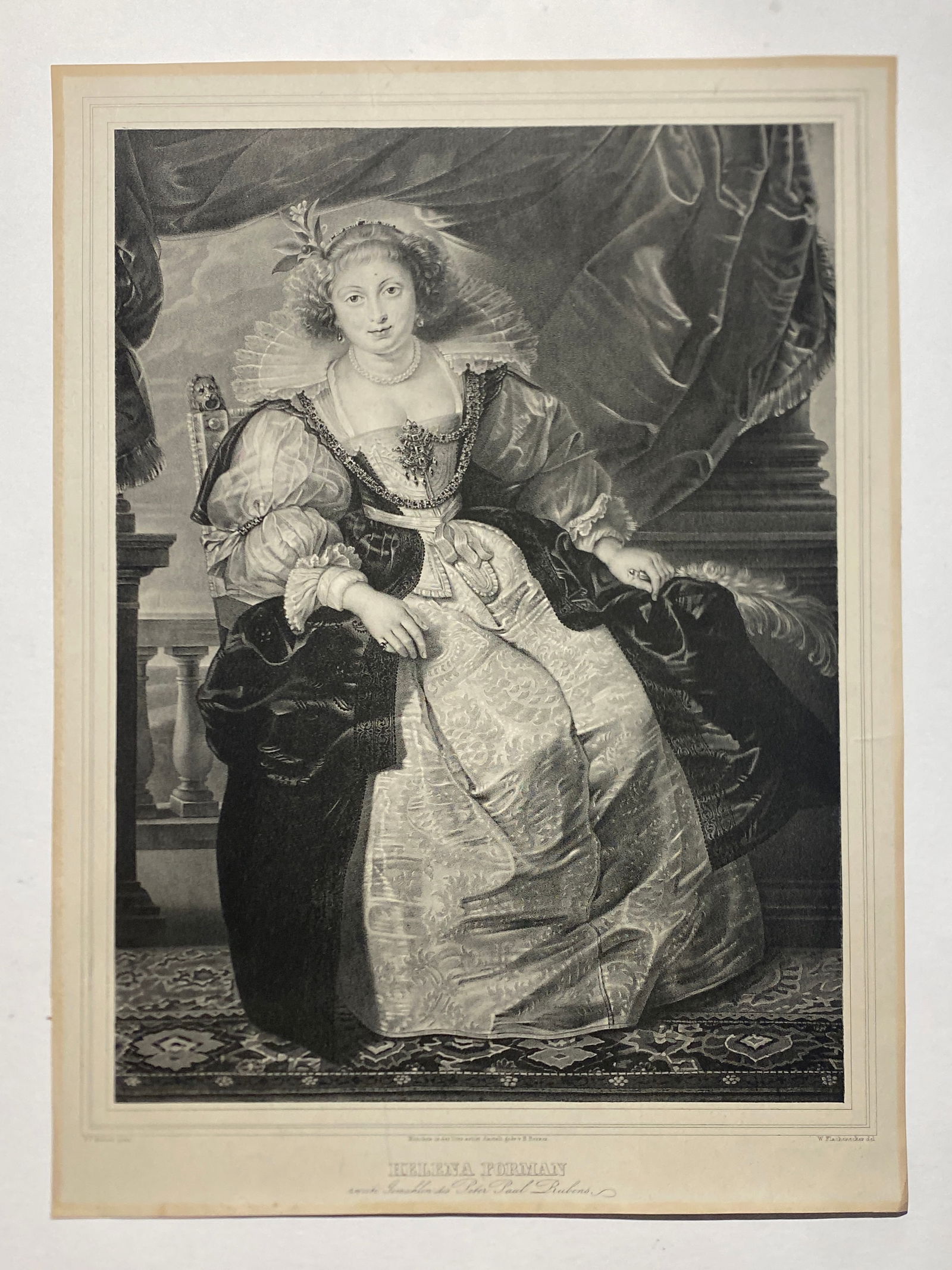 Portrait of Helena Fourment, Wife of Rubens” After a painting by Peter Paul Rubens Engraving: Portrait of Helena Fourment, Wife of Rubens” After a painting by Peter Paul Rubens..Size is 18” x 24 1/8” with margins.Old Masters Print..Our Starting price and estimate may not