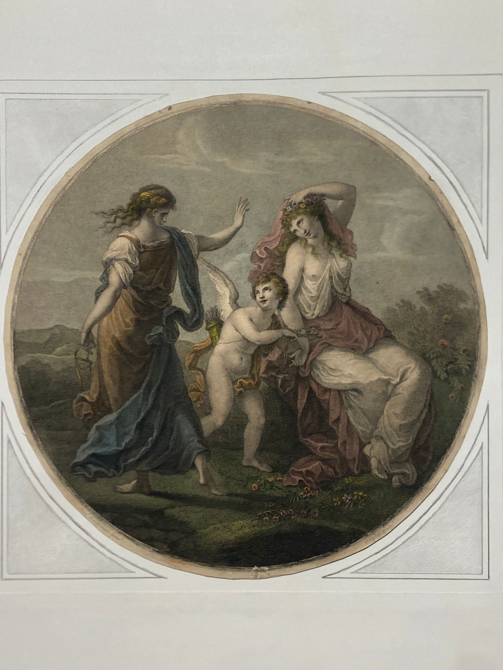 Old Masters engraving after the painting by Angelica Kauffman 1780: Old Masters engraving after the painting by Angelica Kauffman 1780..Size is 11 1/2” x 11 1/2”——…Our Starting price and estimate may not accurate as related to the item. We are