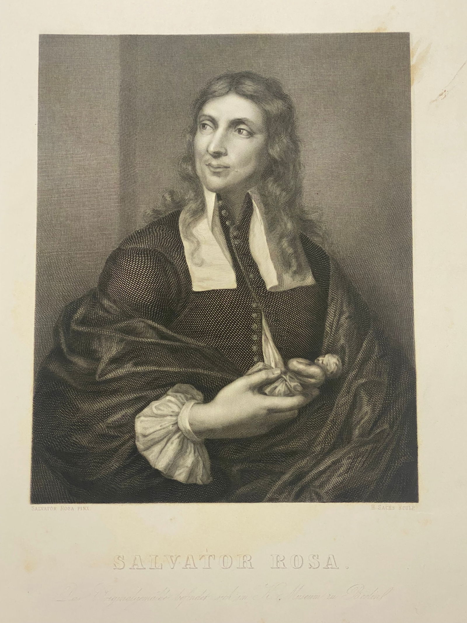 Old Masters engraving Salvator Rosa Italian Baroque Print, Mid 17th Century: Old Masters engraving Salvator Rosa Italian Baroque Print, Mid 17th Century..Image 7 3/4” x 9 5/8”..With margins 19” x 24 1/2”..Old Masters Print..Our Starting price and estima