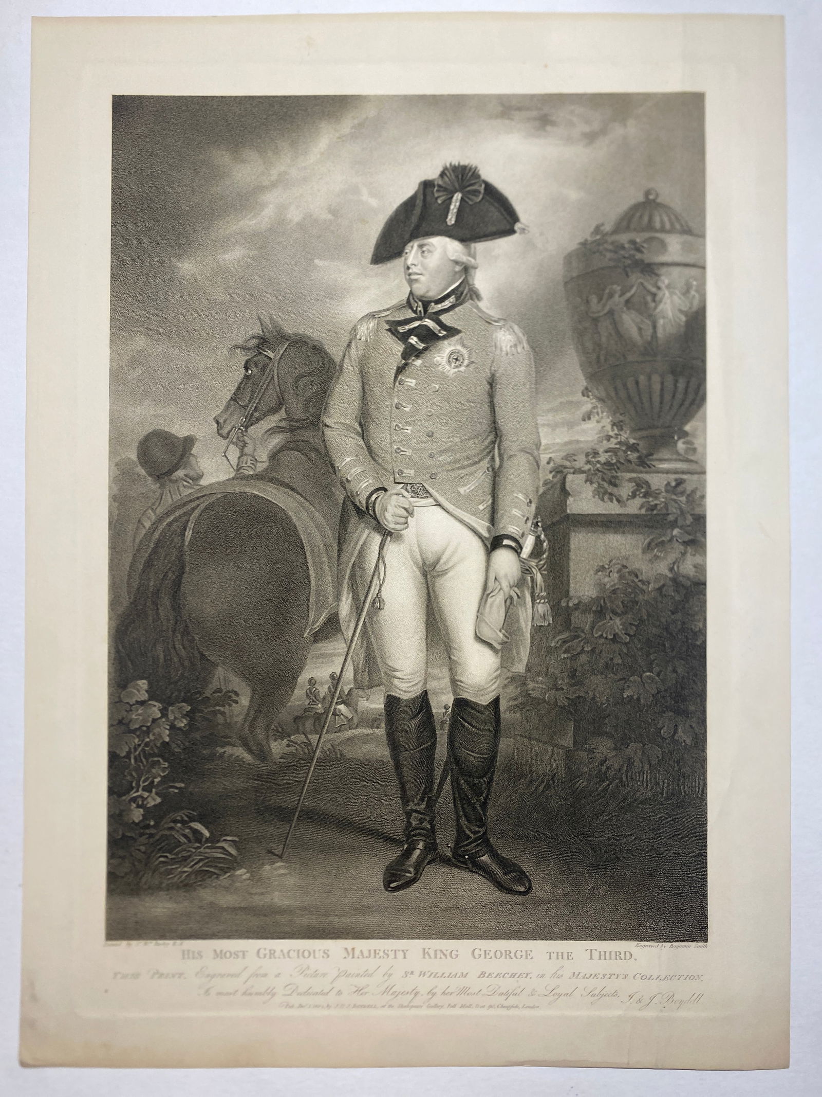 Large Engraving of King George III by Benjamin Smith ca. 1804, England UK: Large Engraving of King George III by Benjamin Smith ca. 1804, England UK1804. Engraving of “His Most Gracious Majesty King George The Third. This Print Engraved from a Picture painted by Sr. Willia