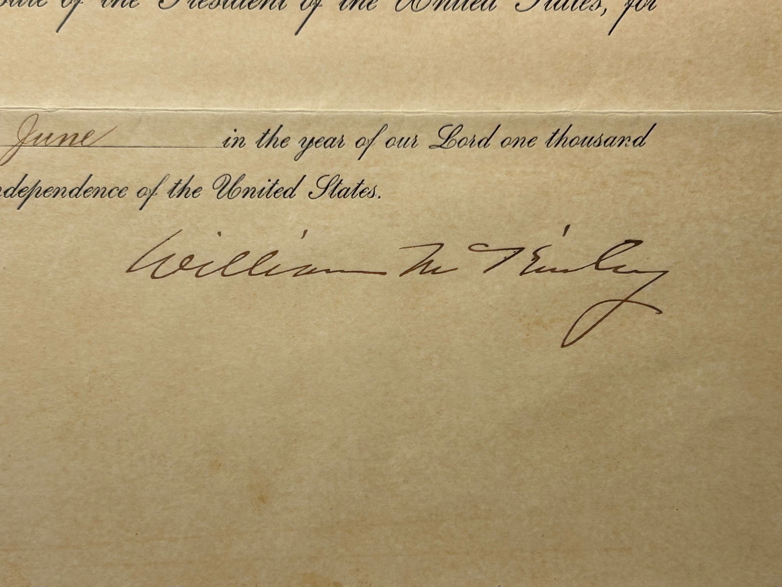 William Mckinley Signed Document - 2
