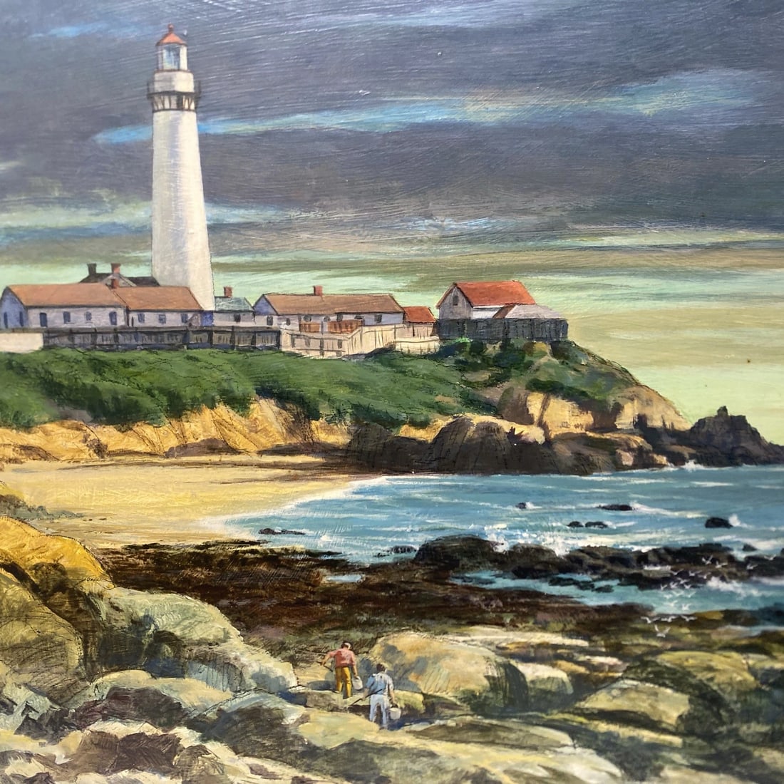 Amado (Gonzales) Gonzalez Oil Painting Of Pigeon Point Lighthouse California: Amado (Gonzales) Gonzalez Oil Painting Of Pigeon Point Lighthouse CaliforniaOil on board withSize is 17” x 20”Excellent condition..