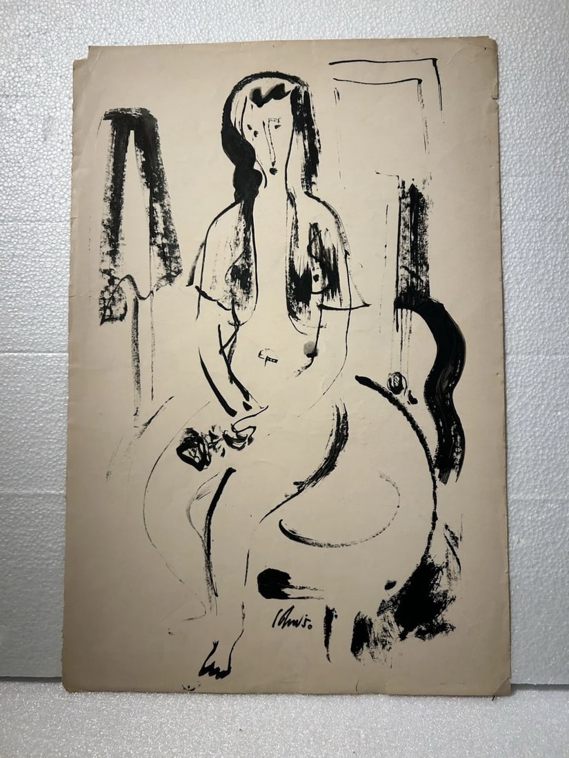 Harold Cohn Modernist Female Figure Mid Century Ink Wash Drawing: Harold Cohn Modernist Mid Century Ink Wash DrawingSize is 12” x 19”Ink on paper.Condition: See pics