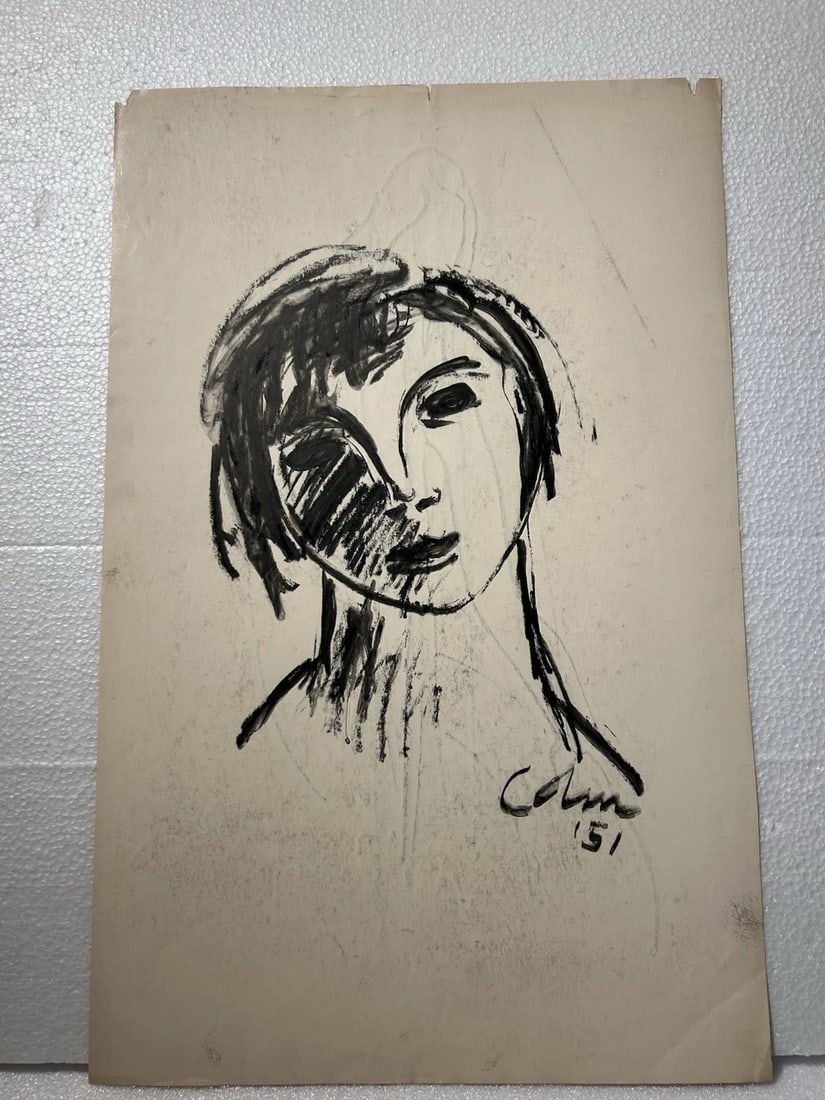 Harold Cohn Modernist Female Figure Mid Century Ink Wash Drawing: Harold Cohn Modernist Mid Century Ink Wash DrawingSize is 12” x 19”Ink on paper.Condition: See pics