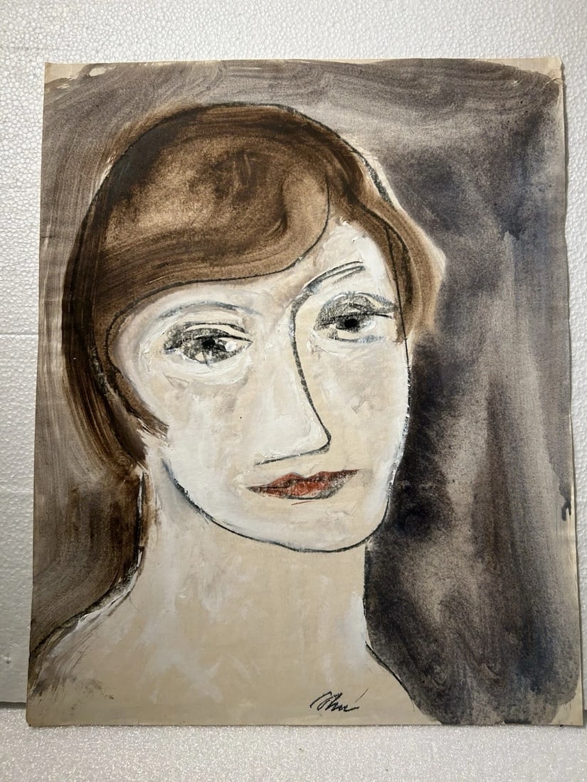 Harold Cohn 1908-1982 Modernist Mid Century Mixed Media Portrait Painting: Harold Cohn Modernist Mid CenturySize is 14” x 17”Mixed media on paper.Condition: See picsHarold Cohn was born in 1908 in Detroit, MI, and also lived in Island Hts, New Jersey. Cohn worked