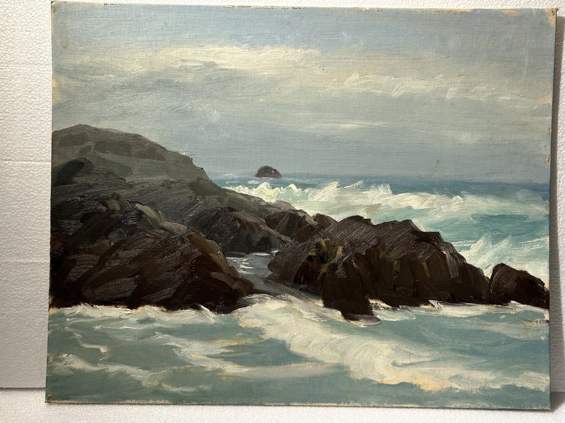 Paul Beaden Hudder 1897-1991 Oil Painting Rocky Coastal Waves Signed: Paul Beaden Hudder 1897-1991...Oil on canvas board.Size is 16” x 20”Excellent condition..Paul Beaden Hudder 1897-1991A Native of Gloucester, Massachusetts., he was born July 5, 1897, and w