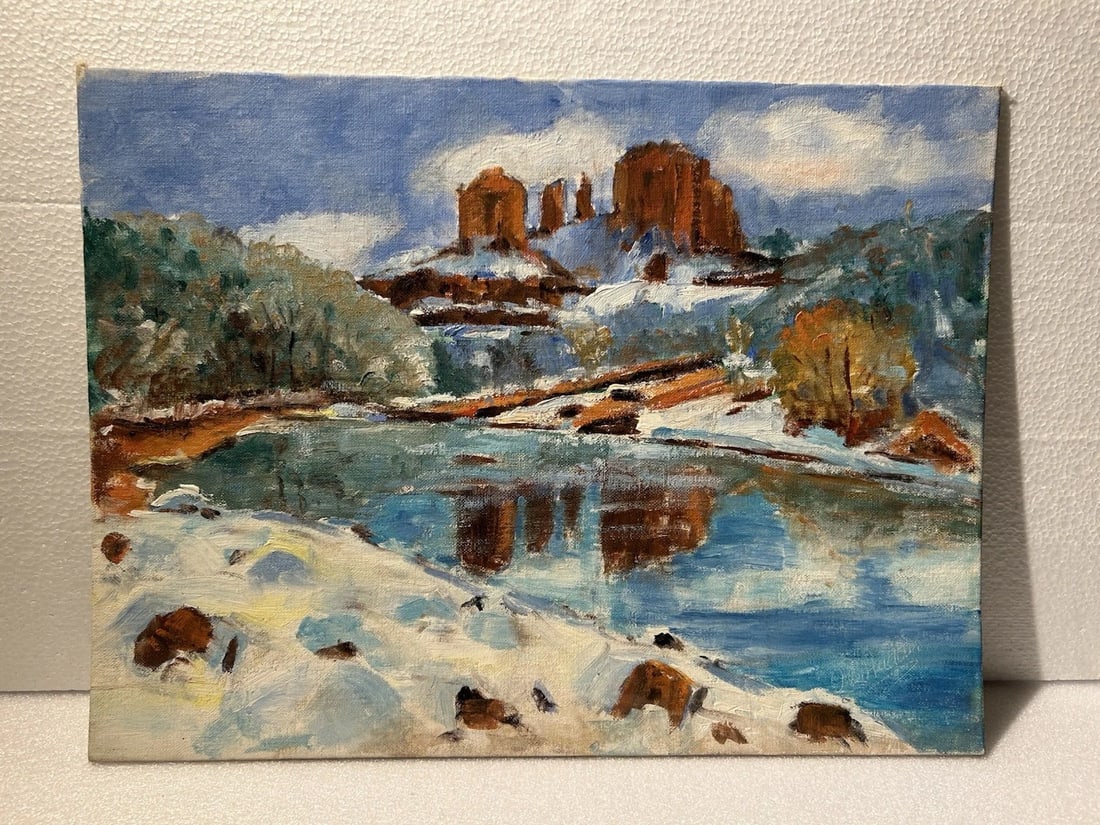 Paul Beaden Hudder 1897-1991 Oil Painting Snowy Desert Landscape Signed: Paul Beaden Hudder 1897-1991...Oil on canvas board.Size is 16” x 12” .. Excellent condition..Paul Beaden Hudder 1897-1991A Native of Gloucester, Massachusetts., he was born July 5, 1897, a