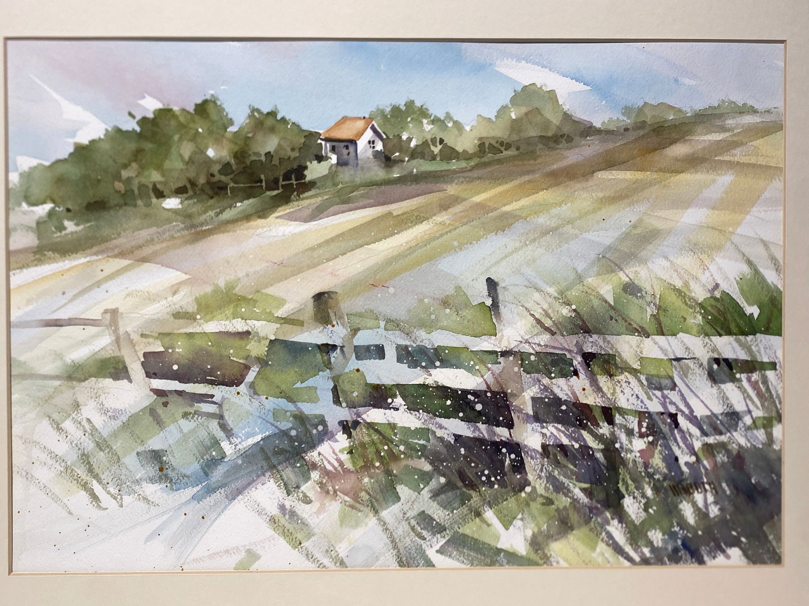 Harold Booth modernist California landscape Watercolor painting: Harold Booth modernist California landscape Watercolor painting..Size is 13”X19”—- with matting 18” x 24”