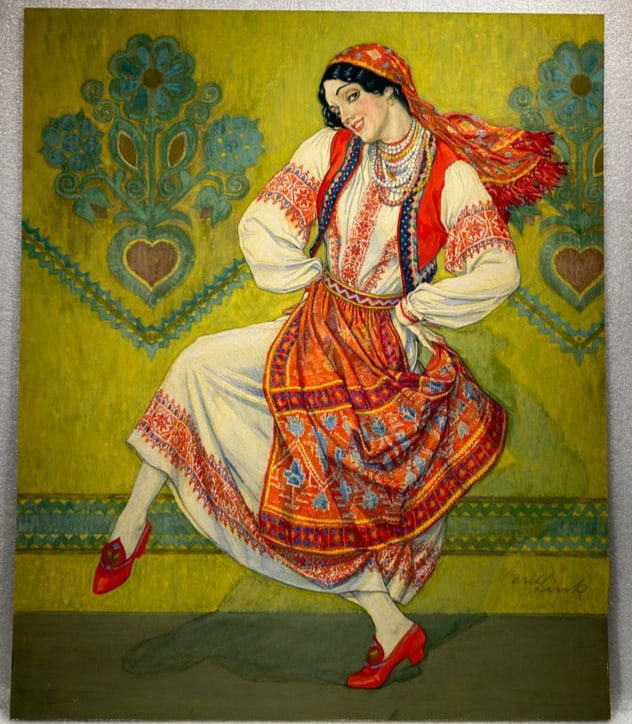 Carl Link 1887-1968 New York Illustrator 1920s Deco era Painting of Dancer: Carl Link 1887-1968 New York Illustrator 1920s Deco era Painting of Dancer..Gouache on illustration board..size is 20” x 24”..Carl Link was born on August 13, 1887 in Munich, Germany. His