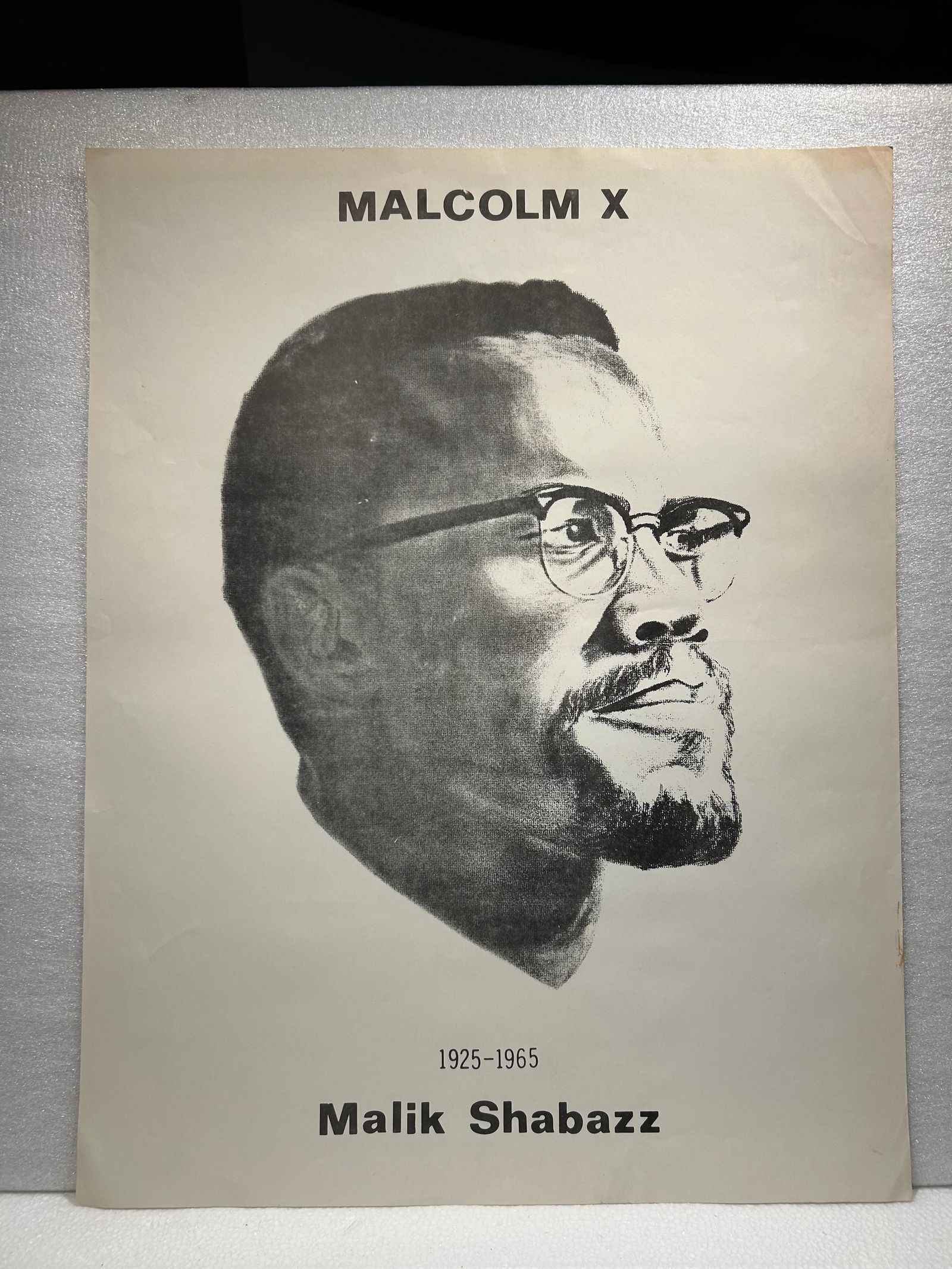 Rare Original Malcom X Malik Shabazz Poster: Rare Original Malcom X Malik Shabazz Poster—17 1/2 x22 1/2