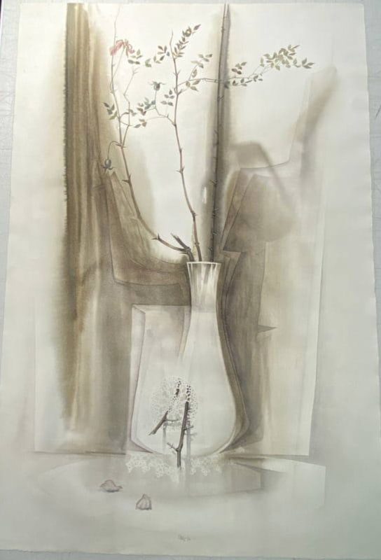 Large Still Life Watercolor by Texas Artist Charles McGough Signed Titled Remembered Shadows: Large Still Life Watercolor by Texas Artist Charles McGough Signed Titled Remembered Shadows...1980..Size is 26" x 39 1/2"..