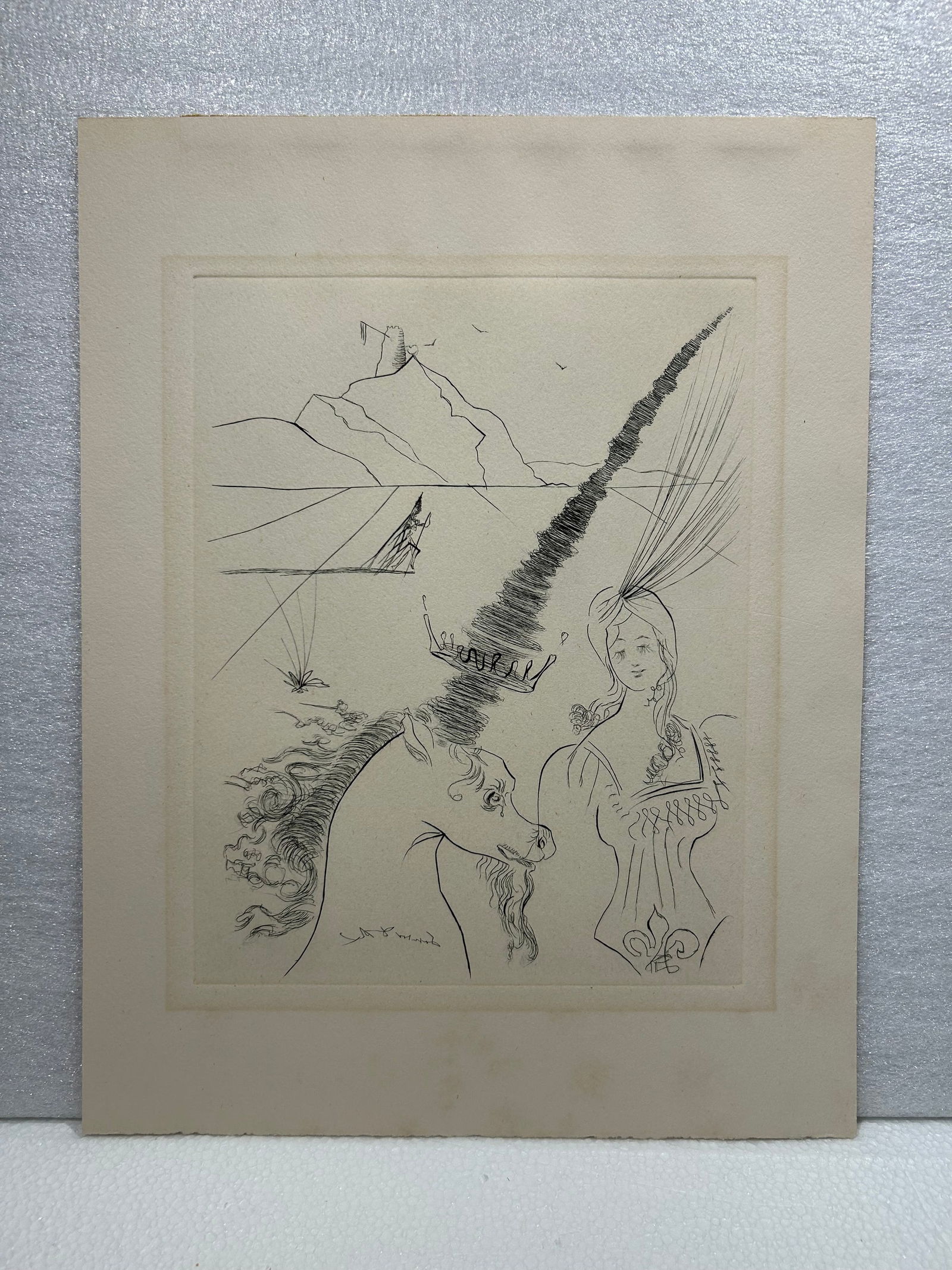 Salvador Dali Etching Unicorn: Salvador Dali Etching Unicorn
