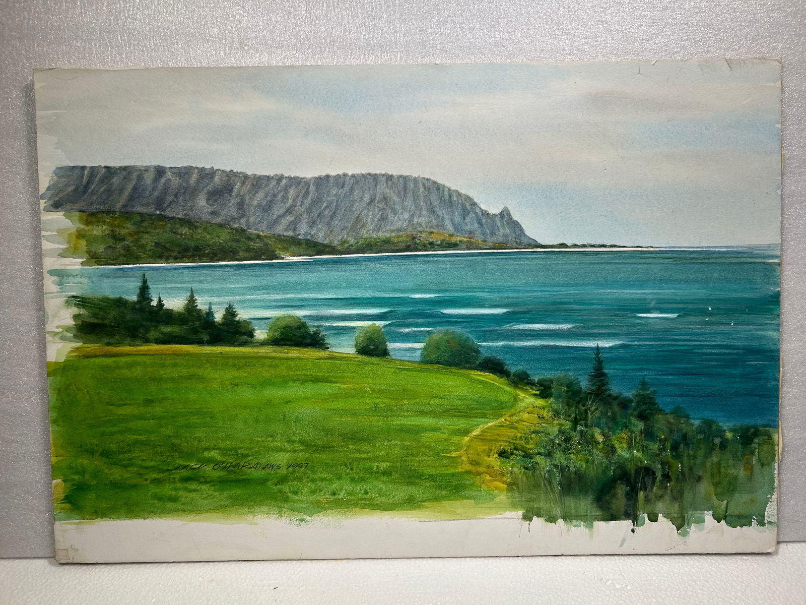 Jack O’Hara Watercolor signed Beautiful coastal: Jack O’Hara Watercolor signed Beautiful coastal..15” x 22.