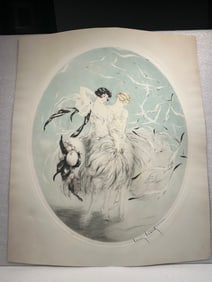 Louis Icart Original Signed Etching 2 Women