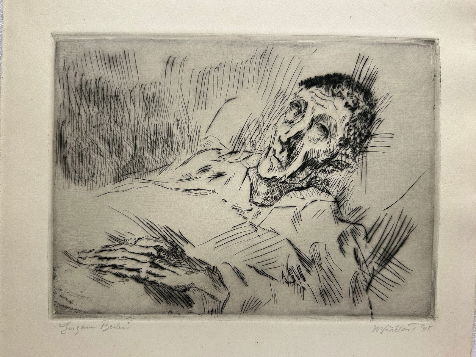 Mid Century Nodern Etching Signed 1940s: Mid Century Nodern Etching Signed 1940s..Plate size 5" x 7"