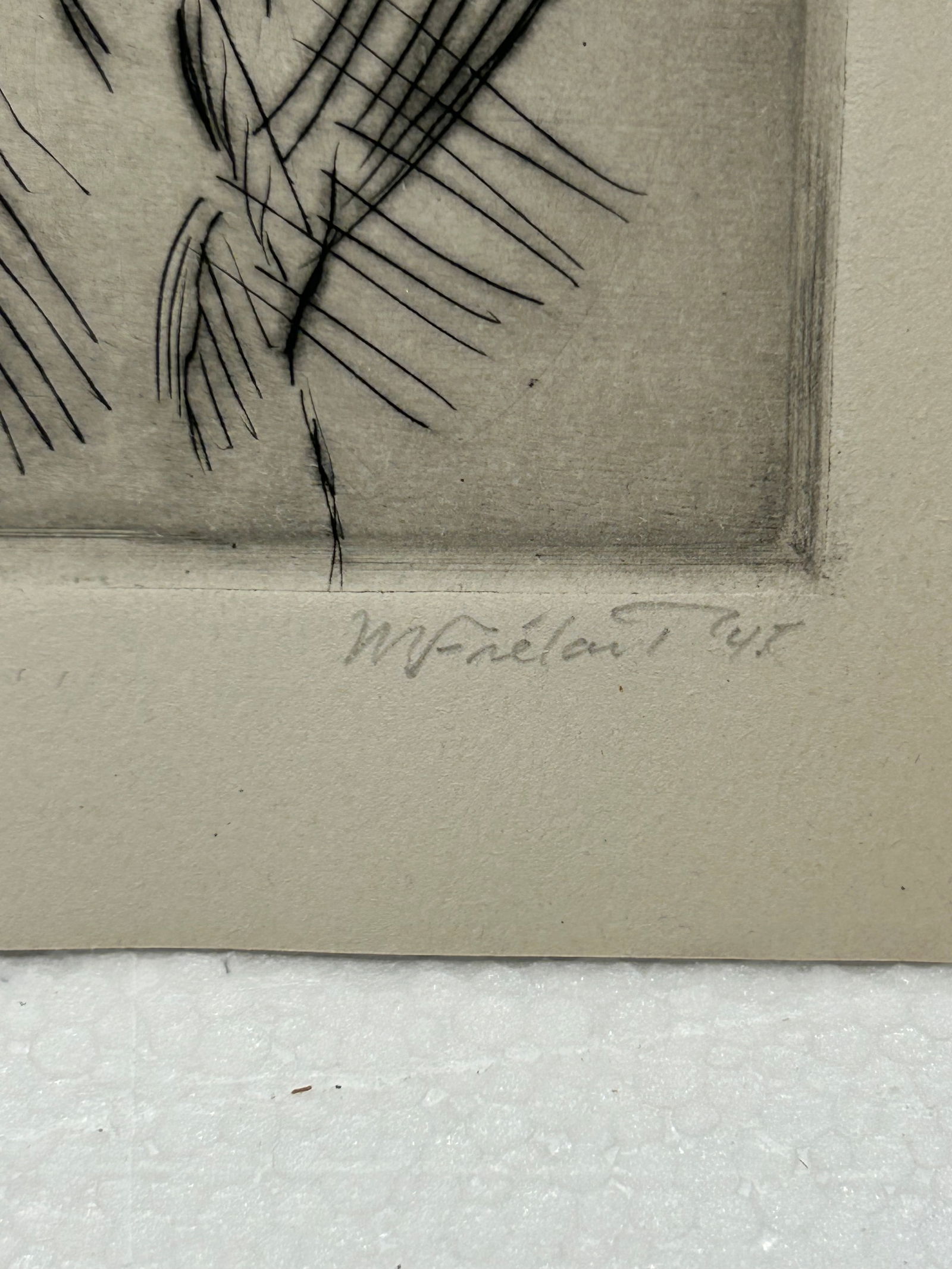 Mid Century Nodern Etching Signed 1940s - 2