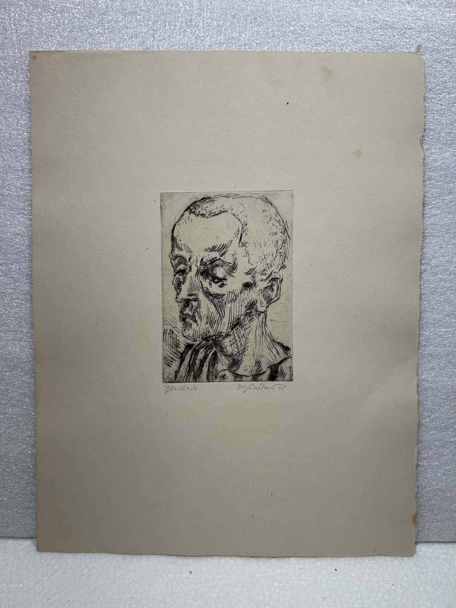 Mid Century Nodern Etching Signed 1940s: Mid Century Nodern Etching Signed 1940s..Plate size 3” x 4”..