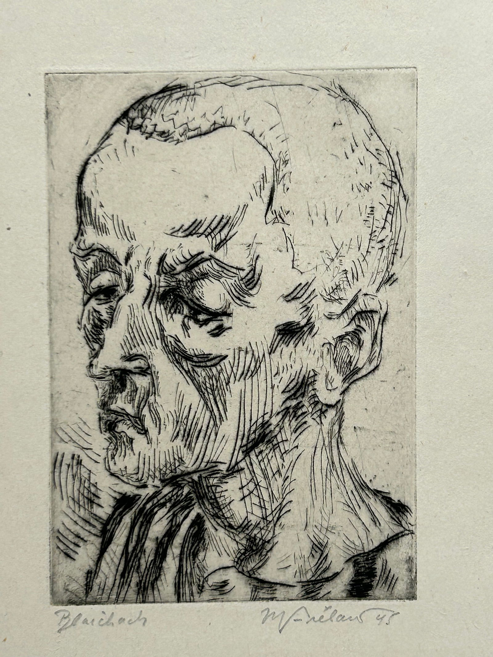 Mid Century Nodern Etching Signed 1940s - 2