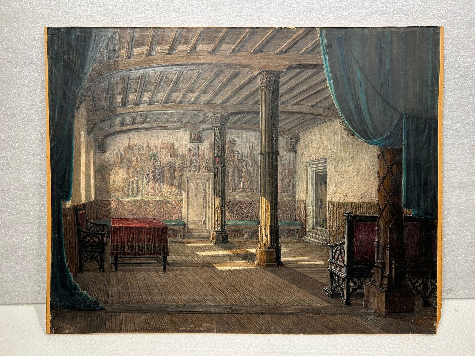 Gustav Friedrich Hetsch 1788-1864 Highly Detailed Architectural Watercolor: Gustav Friedrich Hetsch 1788-1864..... 10" x 13"...The son of the German classical painter Philipp Friedrich von Hetsch (1758-1838), Gustav Friedrich Hetsch was active as an architect, designer and