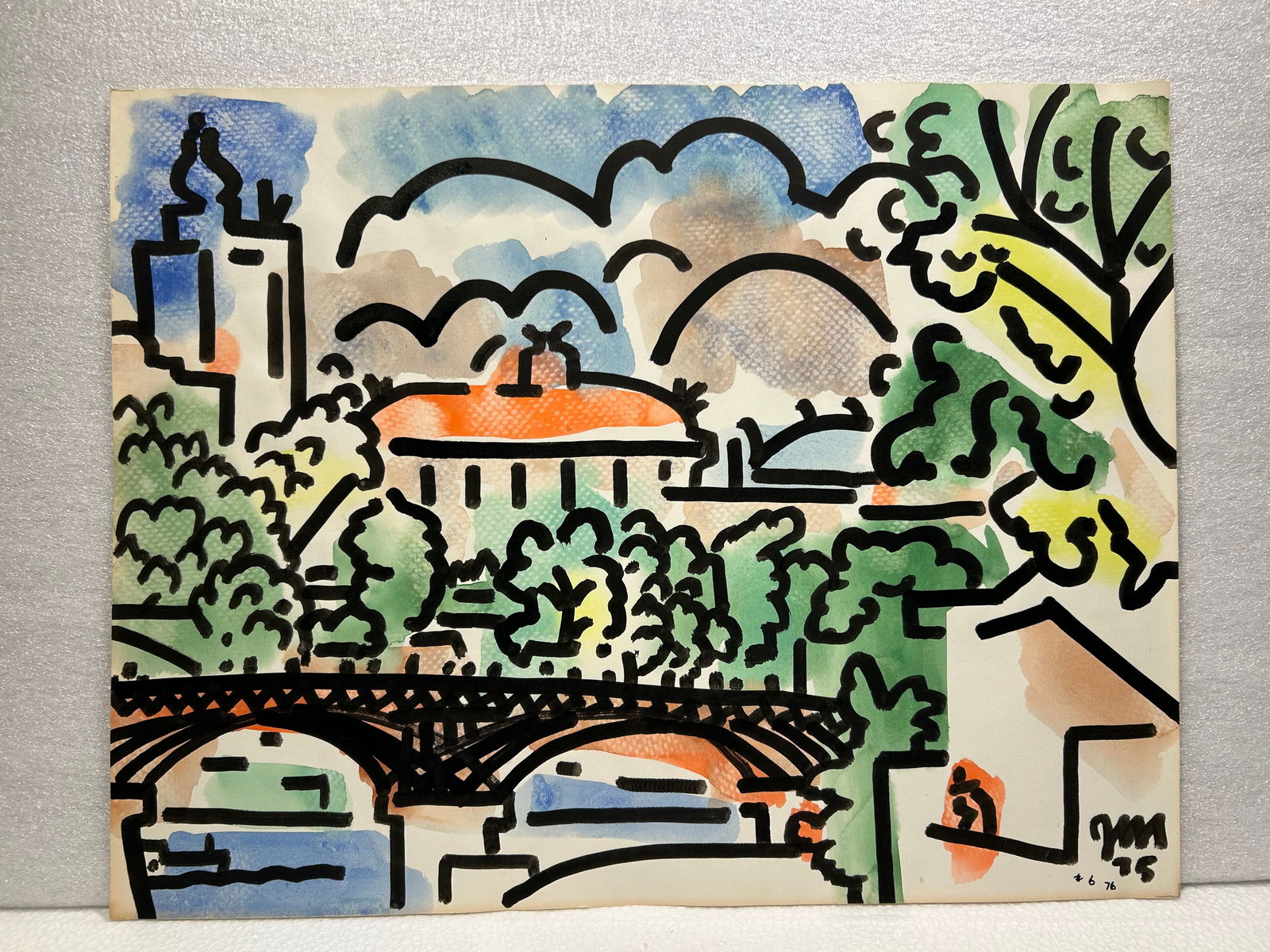 James McCray 1912-1993 California Modernist Watercolor: James McCray 1912-1993 California Modernist Watercolor..13”X 17”