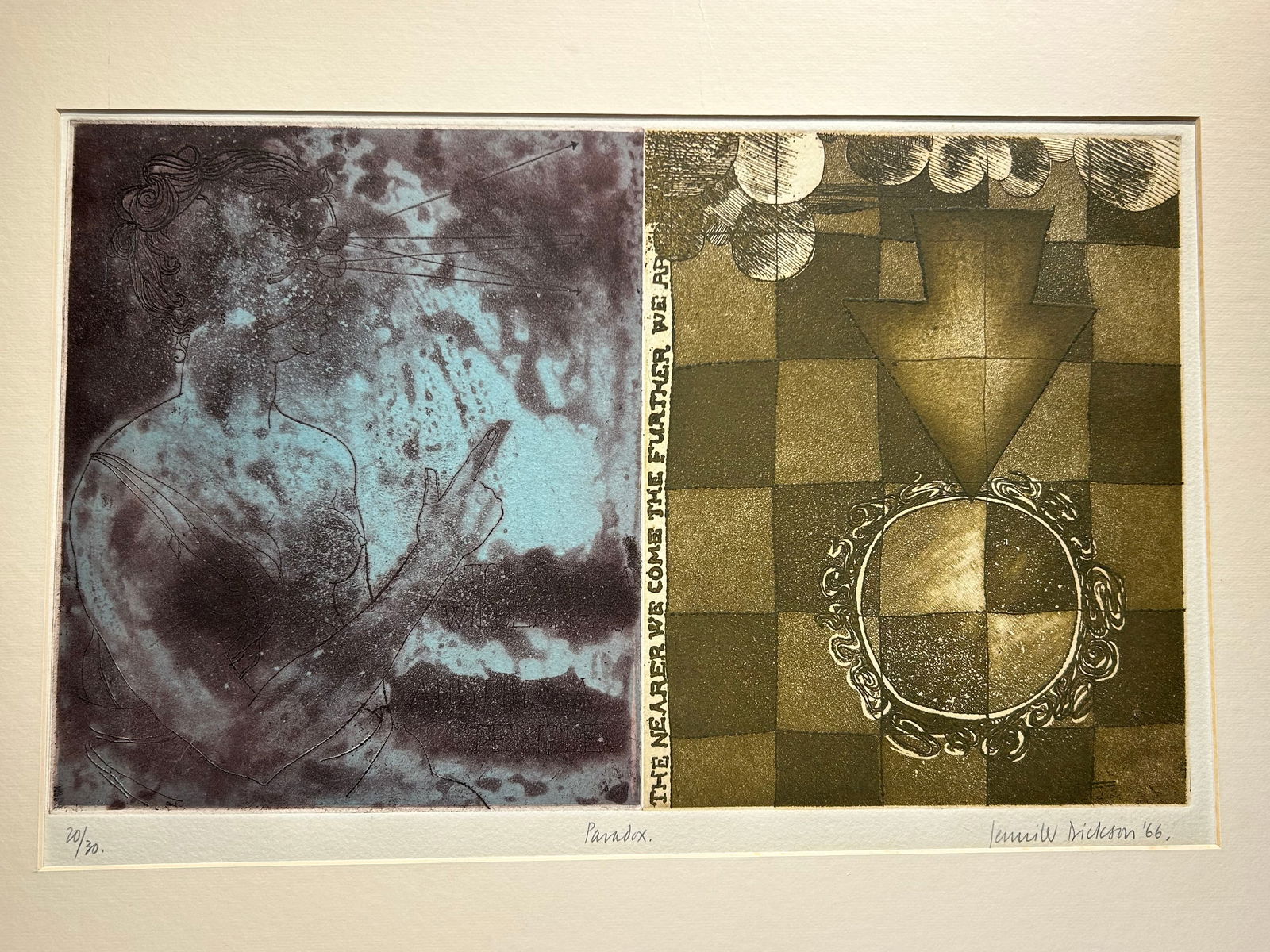 Mid Century Abstract Etching Signed: Mid Century Abstract Lithograph Signed,, 16" x 23"