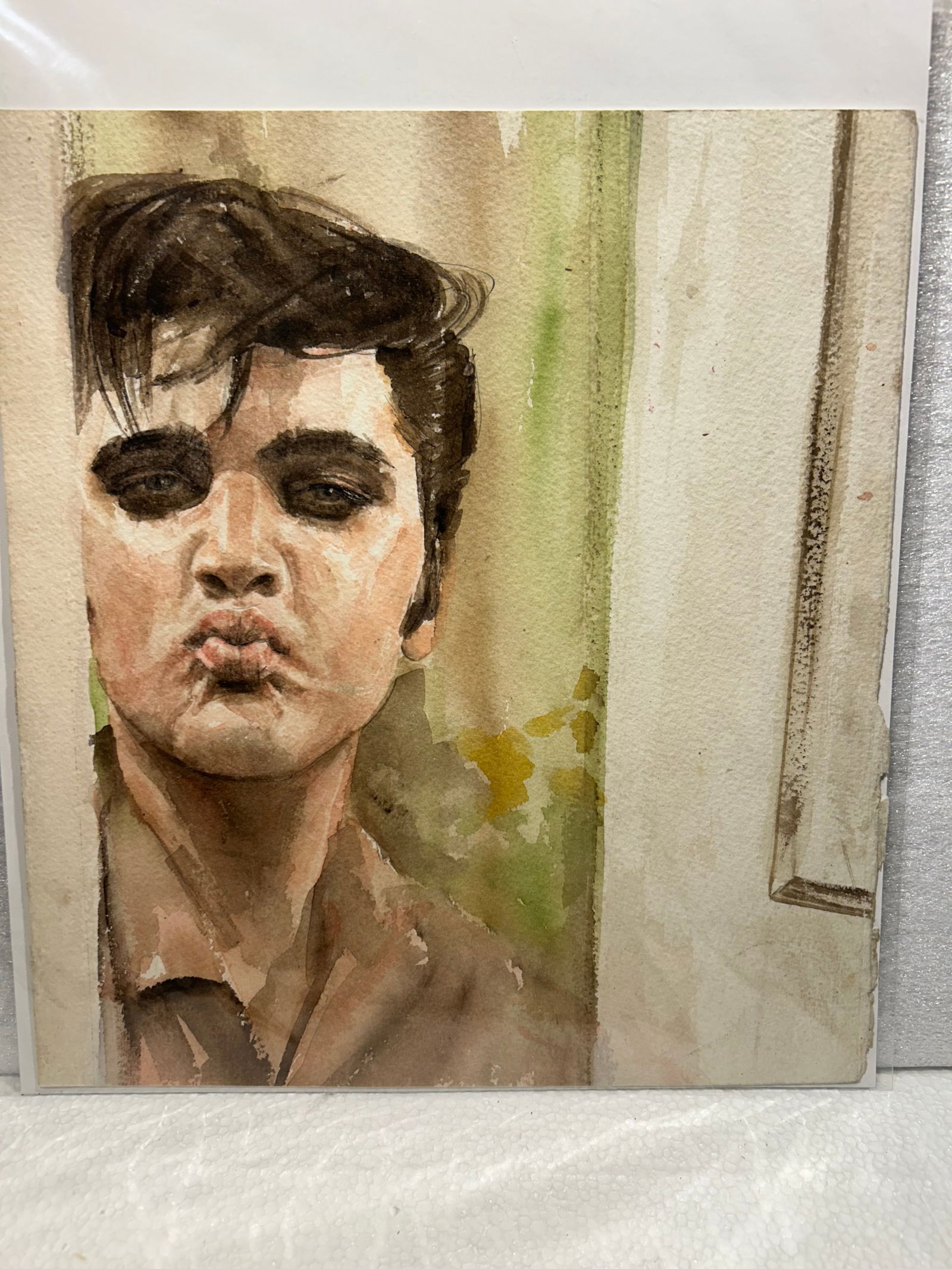 Original Vintage Watercolor of Elvis Very well done: Original Vintage Watercolor of Elvis Very well done..11" x 12"