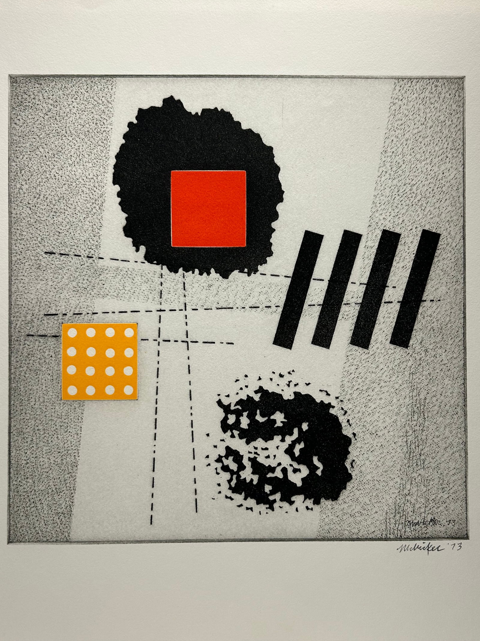 JAY J MCVICKER (1911-2004)- Modern Abstract ETCHING Signed: JAY J MCVICKER (1911-2004)- Modern Abstract ETCHING Signed..12" x 12"..