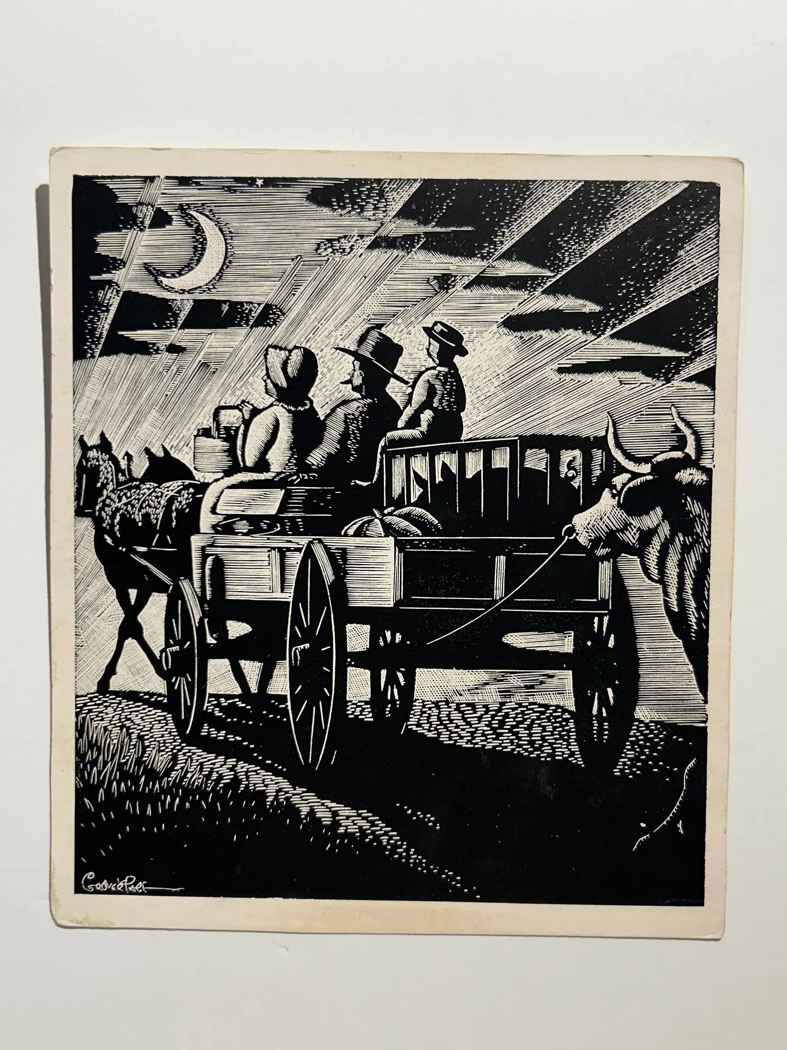 Grover Page woodblock print circa 1938: Grover Page woodblock print circa 1938..Image size 6” x 7”.Excellent condition.Combined shipping