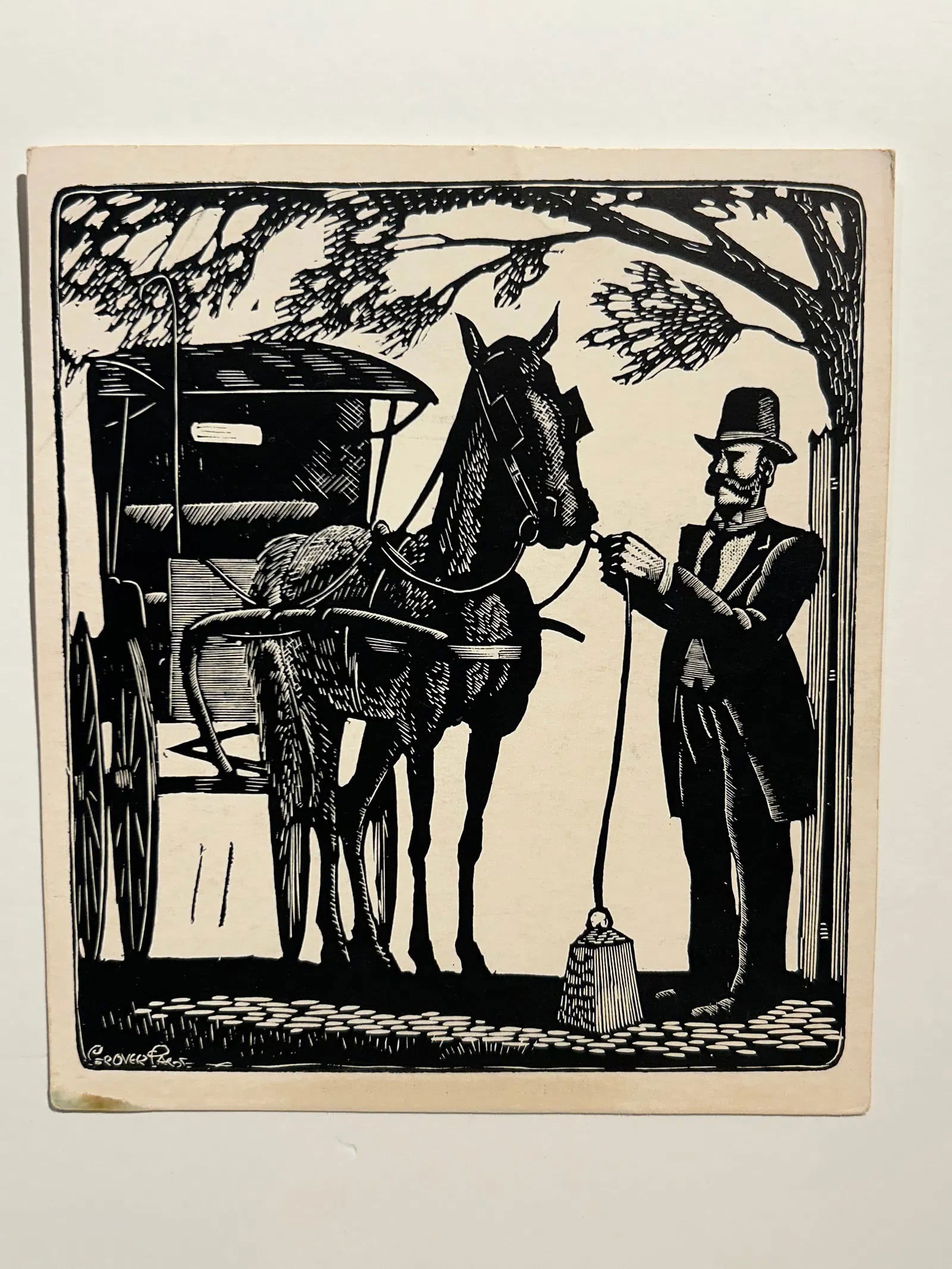 Grover Page woodblock print circa 1938..: Grover Page woodblock print circa 1938..Image size 6” x 7”.Excellent condition.Combined shipping