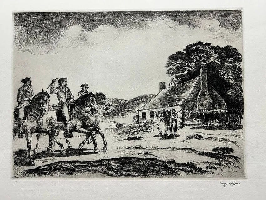 Eugene Higgins Signed Etching George Washington: Eugene Higgins Signed Etching George Washington----Image 9” x 12 1/2”...