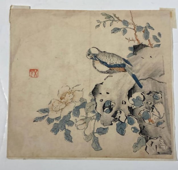 Antique Chinese Woodblock Print: Antique Chinese Woodblock Print---Size is 11 1/4" x 9 3/4"..