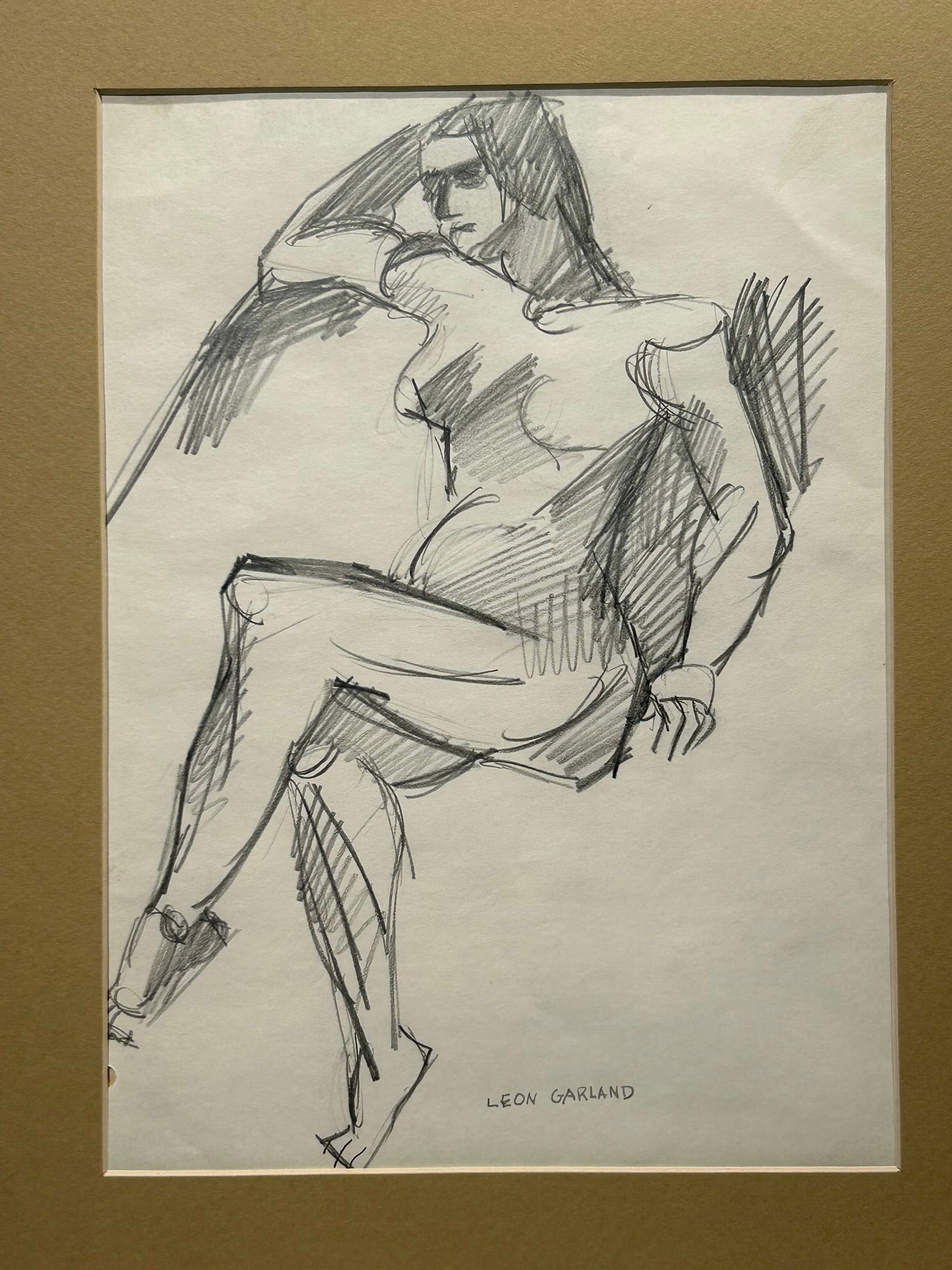 Leon Garland graphite drawing of Nude woman: Leon Garland graphite drawing of Nude woman..9” x 11”