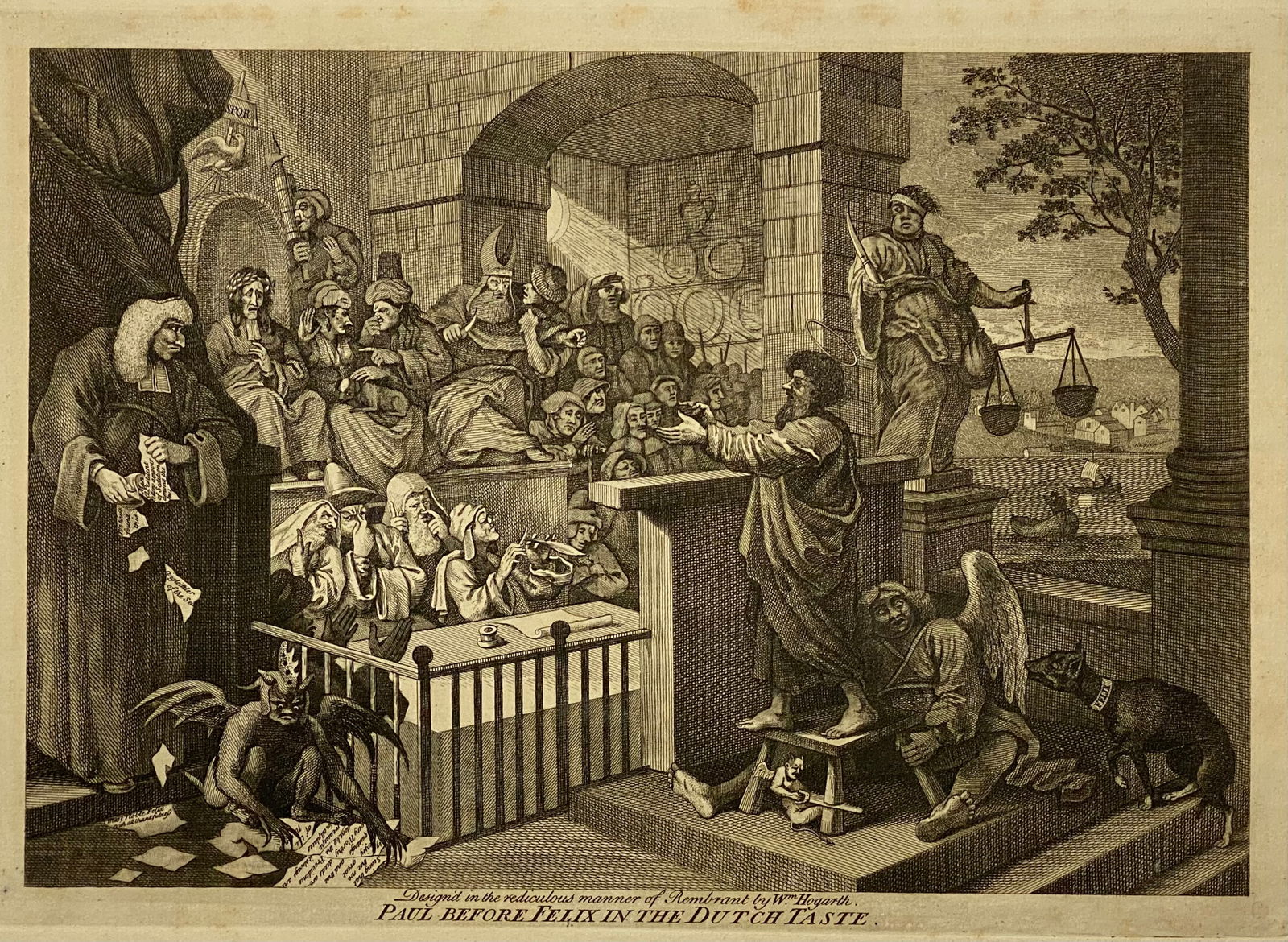 William Hogarth 1697-1764 Etching [Paul Before Felix] !8th Century (1 of 5)
