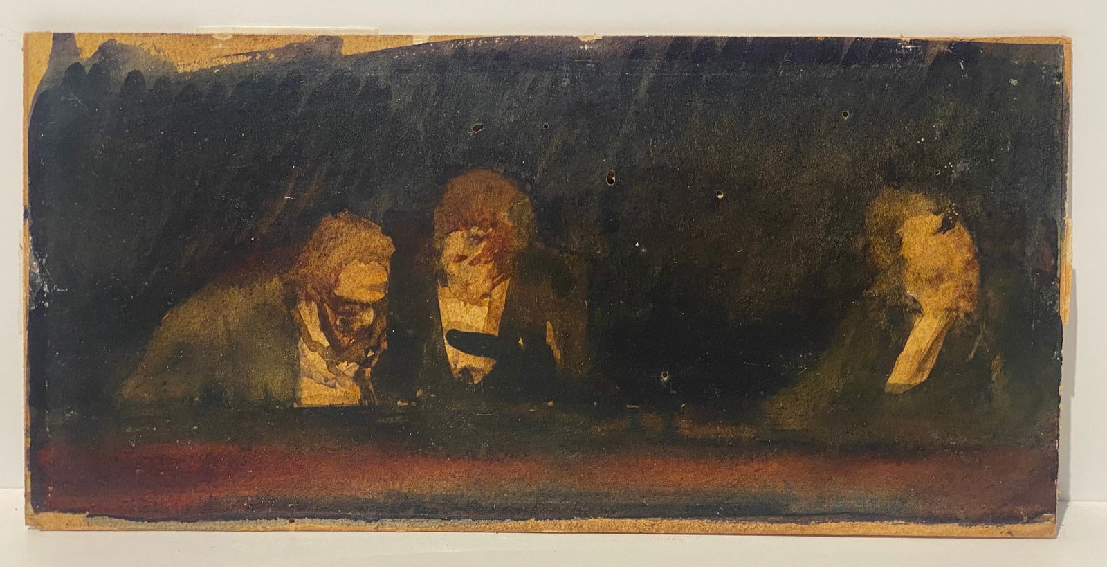 Late 19th early 20th Oil painting of 3 people on a balcony Possibly Hungarian Impressionist: Late 19th early 20th Oil painting of 3 people on a balcony Possibly Hungarian Impressionist —-oil painting on a press board.. has Hungarian Writing and a price..Seems to be based in Paris.Size is 4