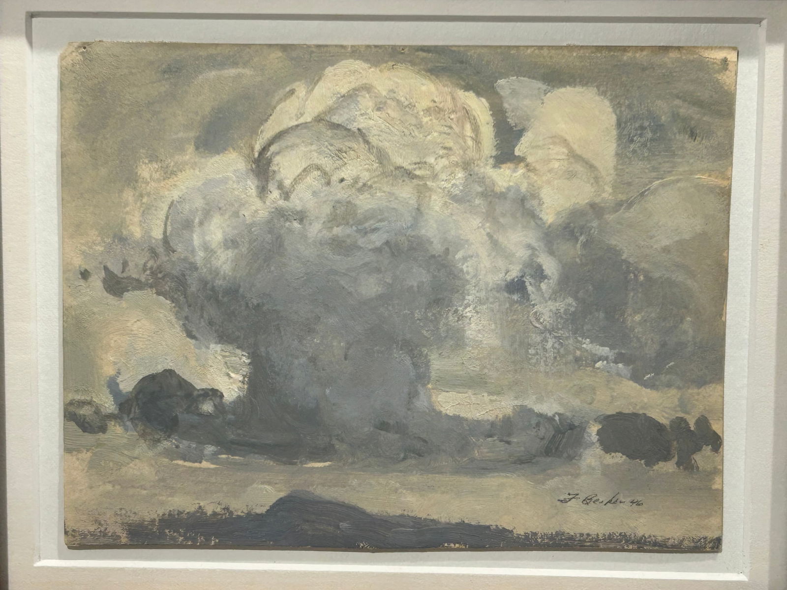 Frederick William Becker oil painting Cloud Study: Frederick William Becker oil painting Cloud Study.. oil on paper..6” x 8”.. with frame 14” x 16..