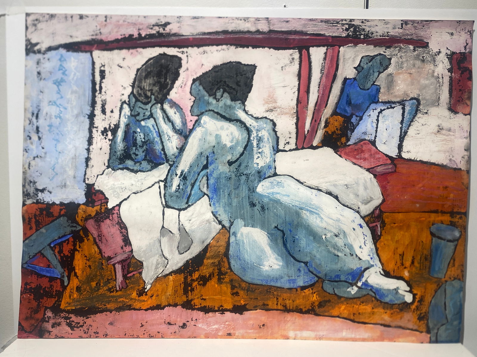 Mid century Modern mixed media painting of Nude women by Fred Kampphoefner 1958: Mid century Modern mixed media painting of Nude women by Fred Kampphoefner 1958..22” x 30”..