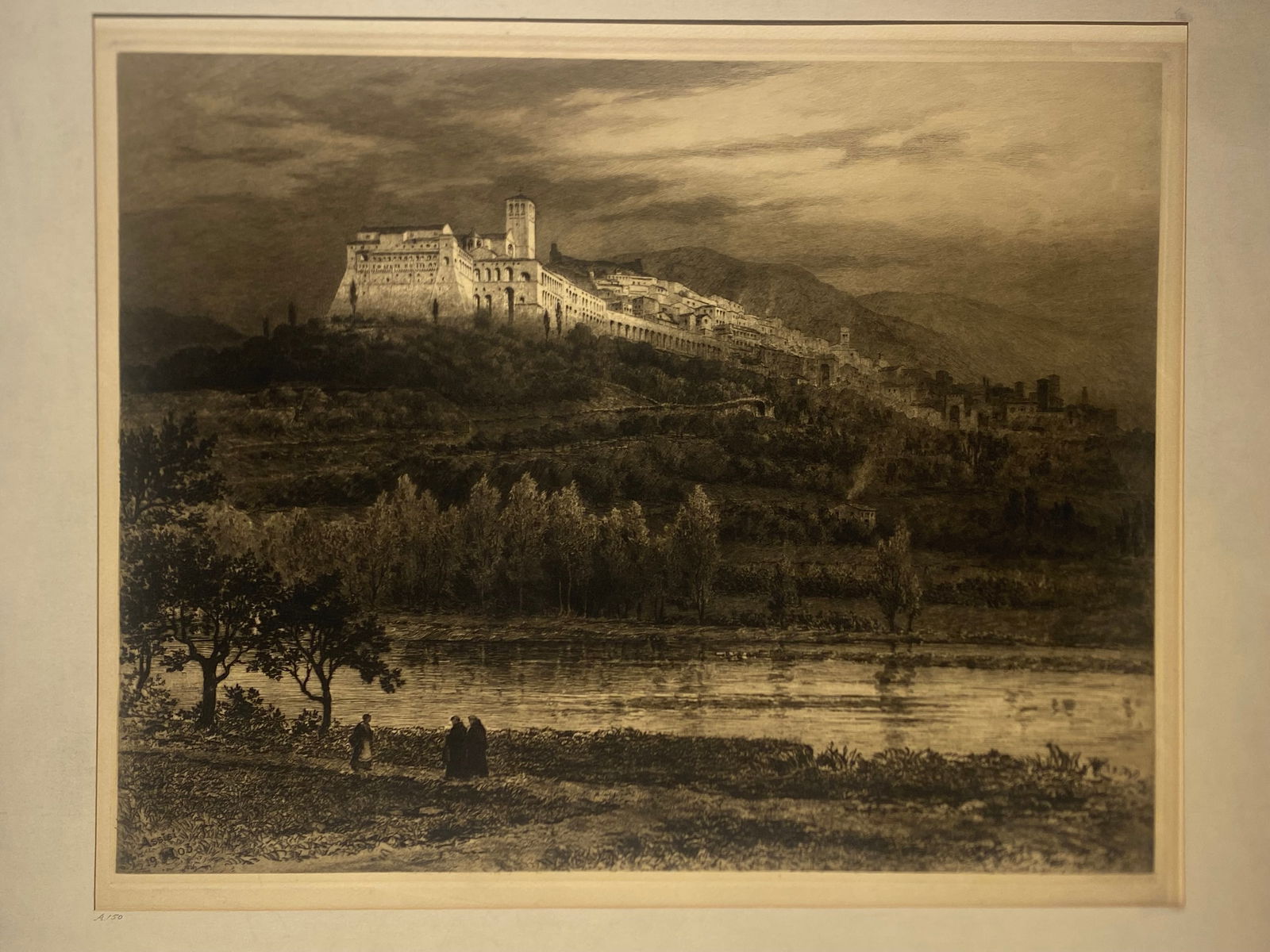 Assisi, October Evening" by Swedish artist Axel Herman Haig, dated 1903: Assisi, October Evening" by Swedish artist Axel Herman Haig, dated 1903. Image to the plate 19”X 24”..