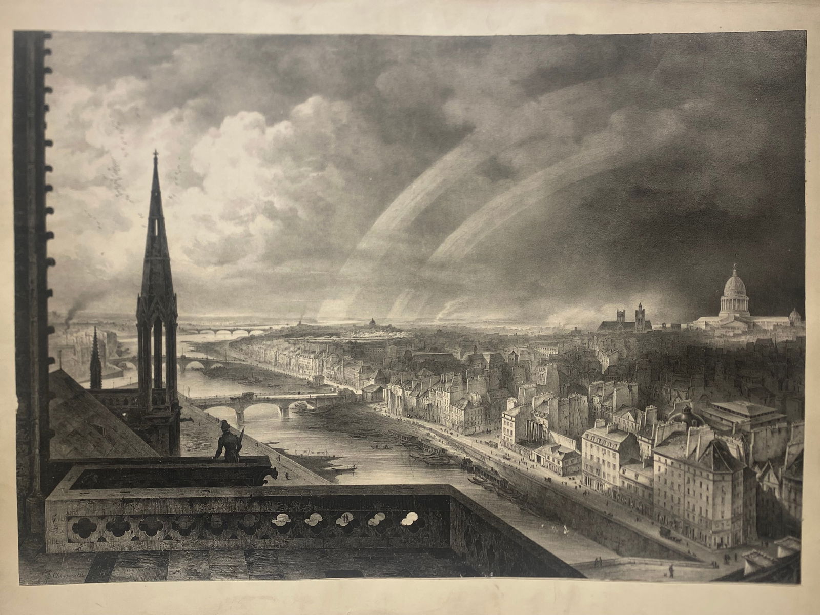 engraving by Jean-Jacques Champin (1796–1860) Paris France Dated 1836: engraving by Jean-Jacques Champin (1796–1860) Paris France Dated 1836..Image size is 18 1/4” x 26”..