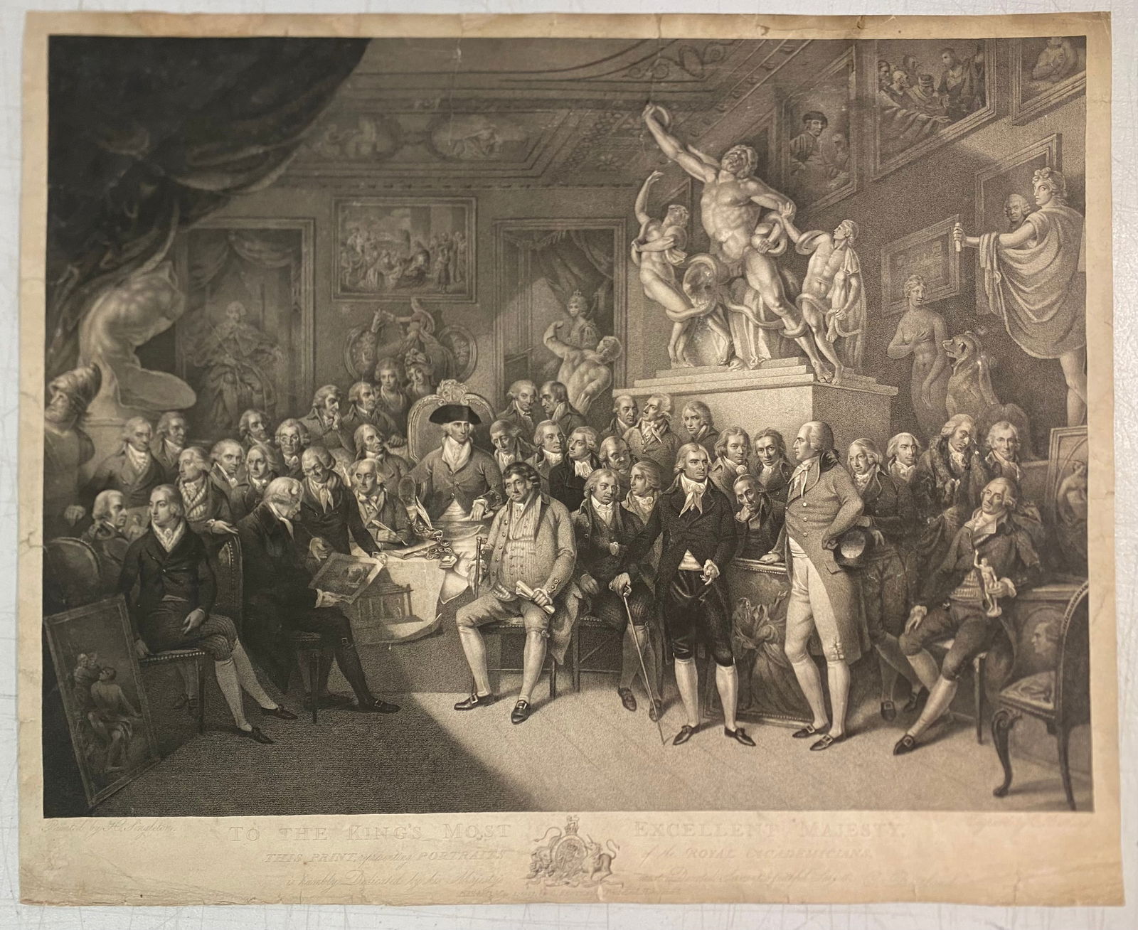 Henry Singleton (1766-1839) Charles Bestland (1763-c. 1837) Portraits of the Royal Academicians RARE: Henry Singleton (1766-1839) (after)Charles Bestland (1763-c. 1837) (engraver)Portraits of the Royal AcademiciansC. Bestland, London: May 1, 1802Stipple engraving, aquatint, etching, uncolored25.5 x 31