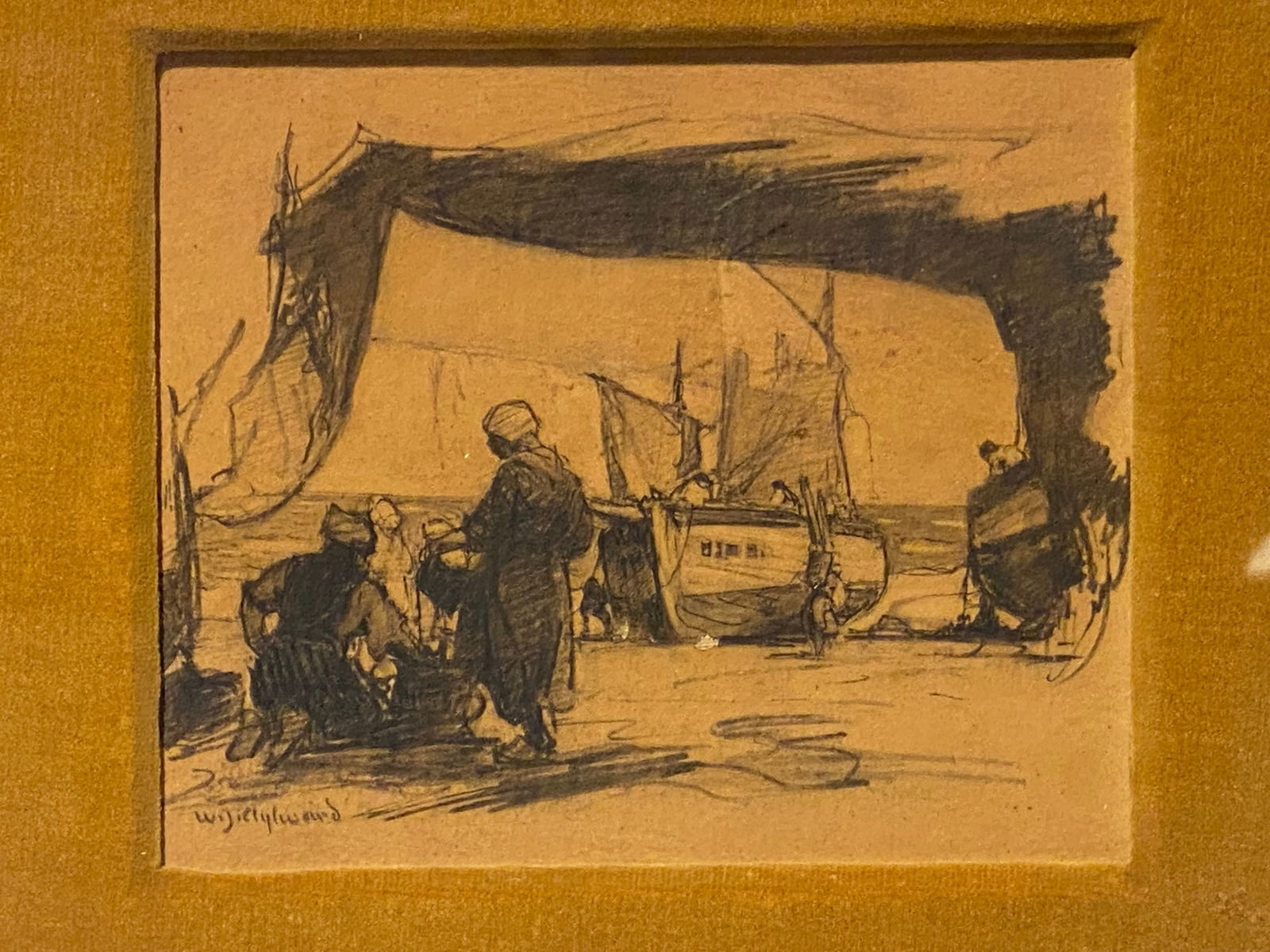 William James Aylward 1875-1856 ink drawing: William James Aylward 1875-1856 ink drawing..Size is 6 1/2” x 7 1/2”..With frame 14” x 16”..Original framing.. not examined out of the frame.