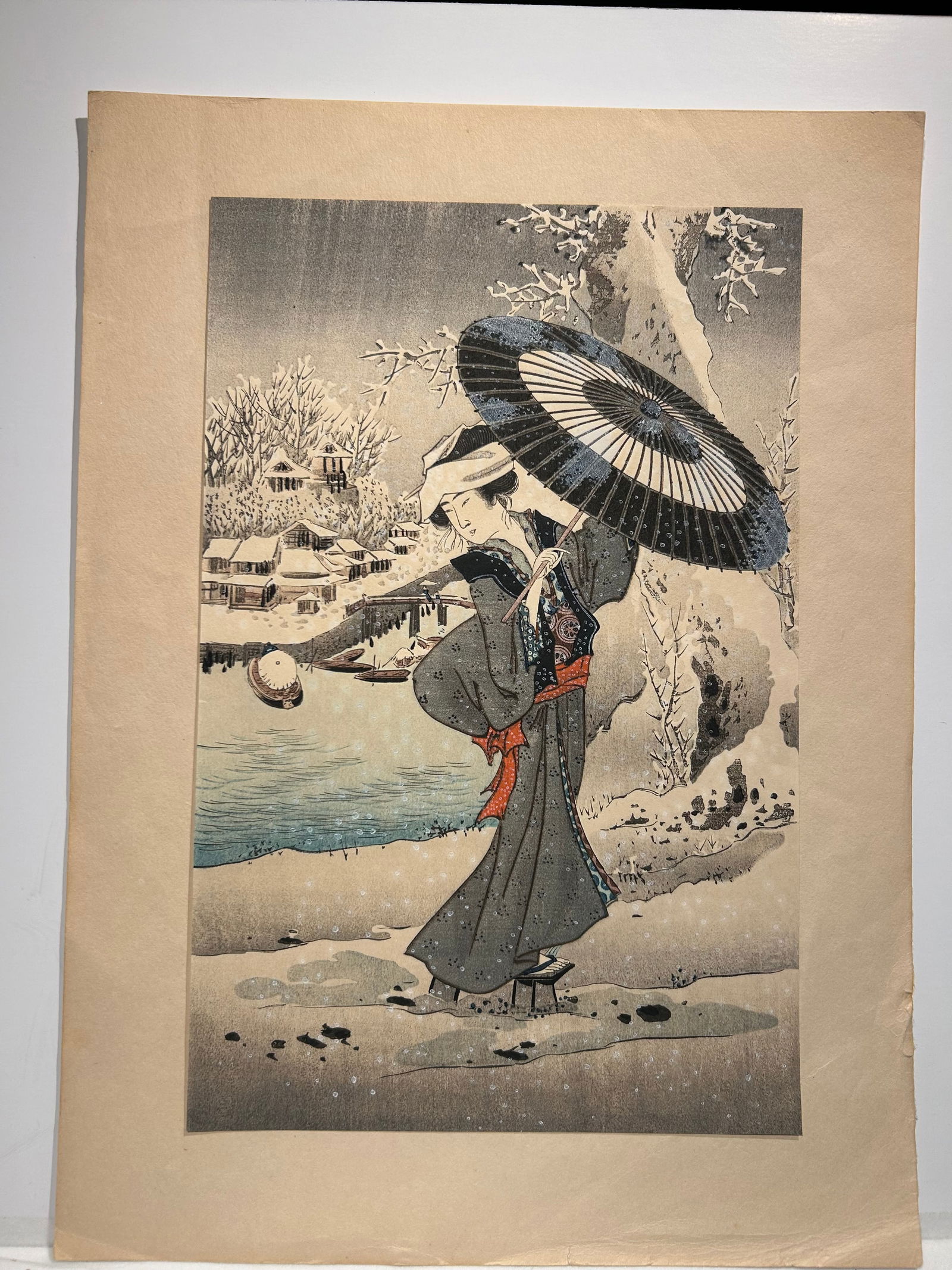 Kitagawa Fujimaro Japanese Woodblock Print: Kitagawa Fujimaro Japanese Woodblock Print—-8” x 12”