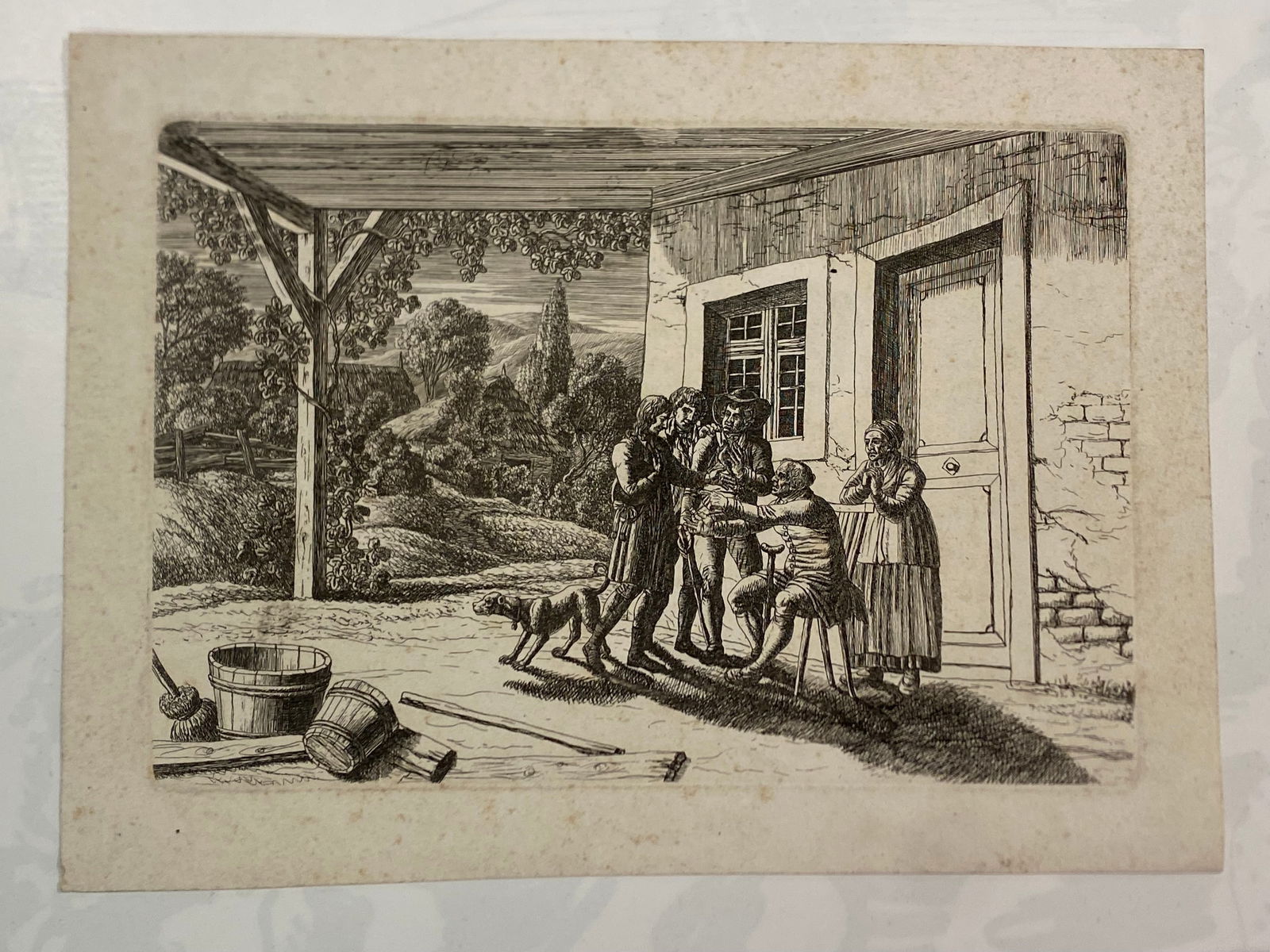 18/19tb century Drypoint Etching Unknown Artist: 18/19tb century Drypoint Etching Unknown Artist..may actually be older.. not sure?Size to the plate 8” x 5 1/2”..