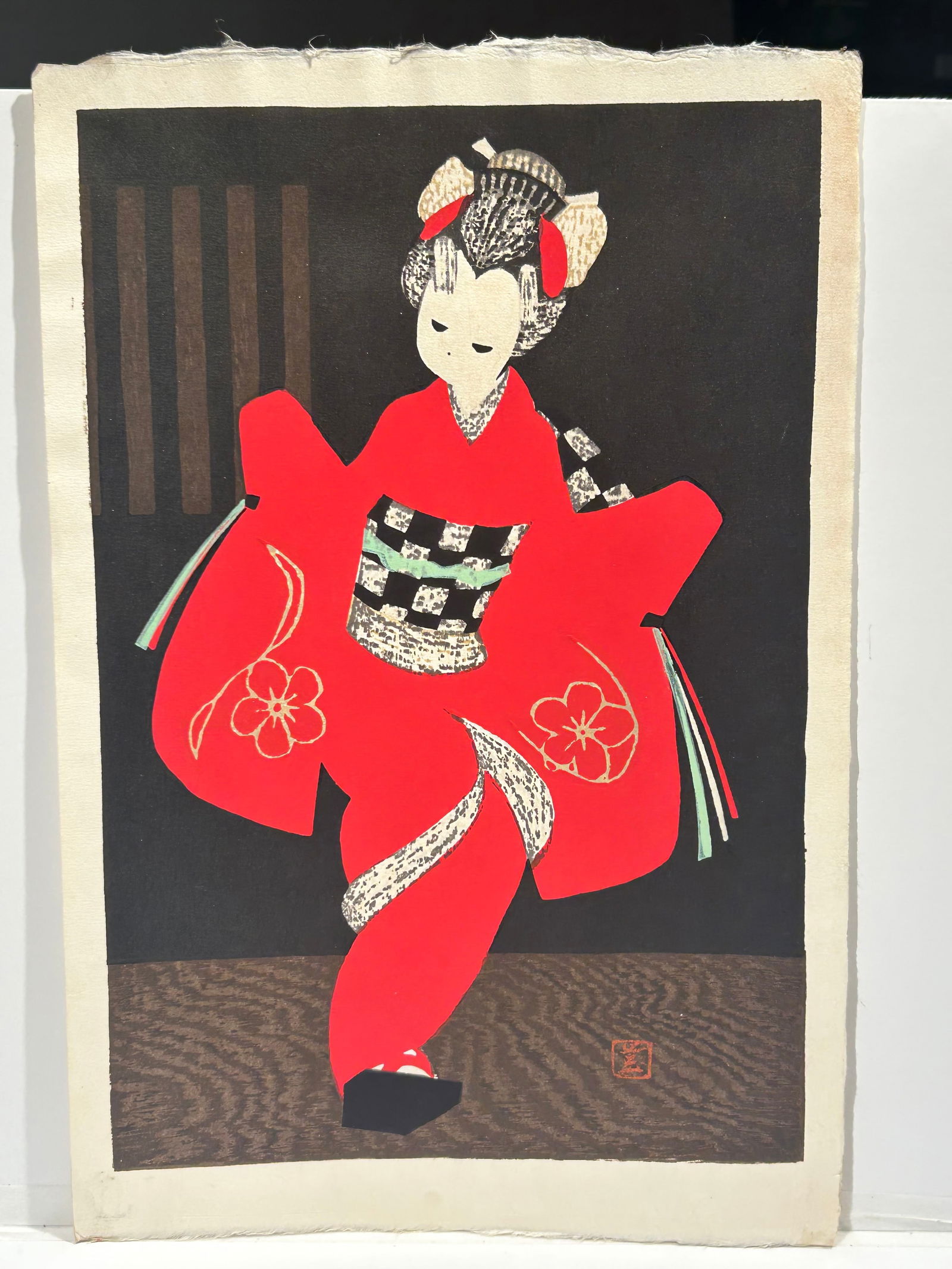 Kaoru Kawano Japanese woodblock print: Kaoru Kawano Japanese woodblock print..Size is 11 1/4 x 17”